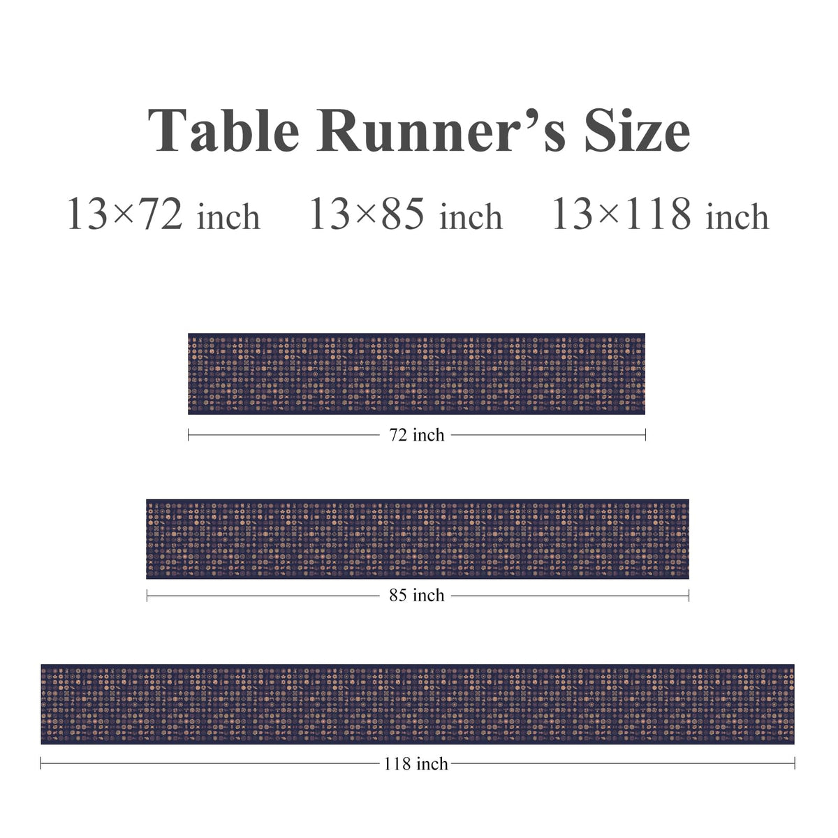 Extra Long 2 Piece Table Runner Set 118 (Royal Bloom (13") & Brocade Rhyme (19") Set - 118inch Long)
