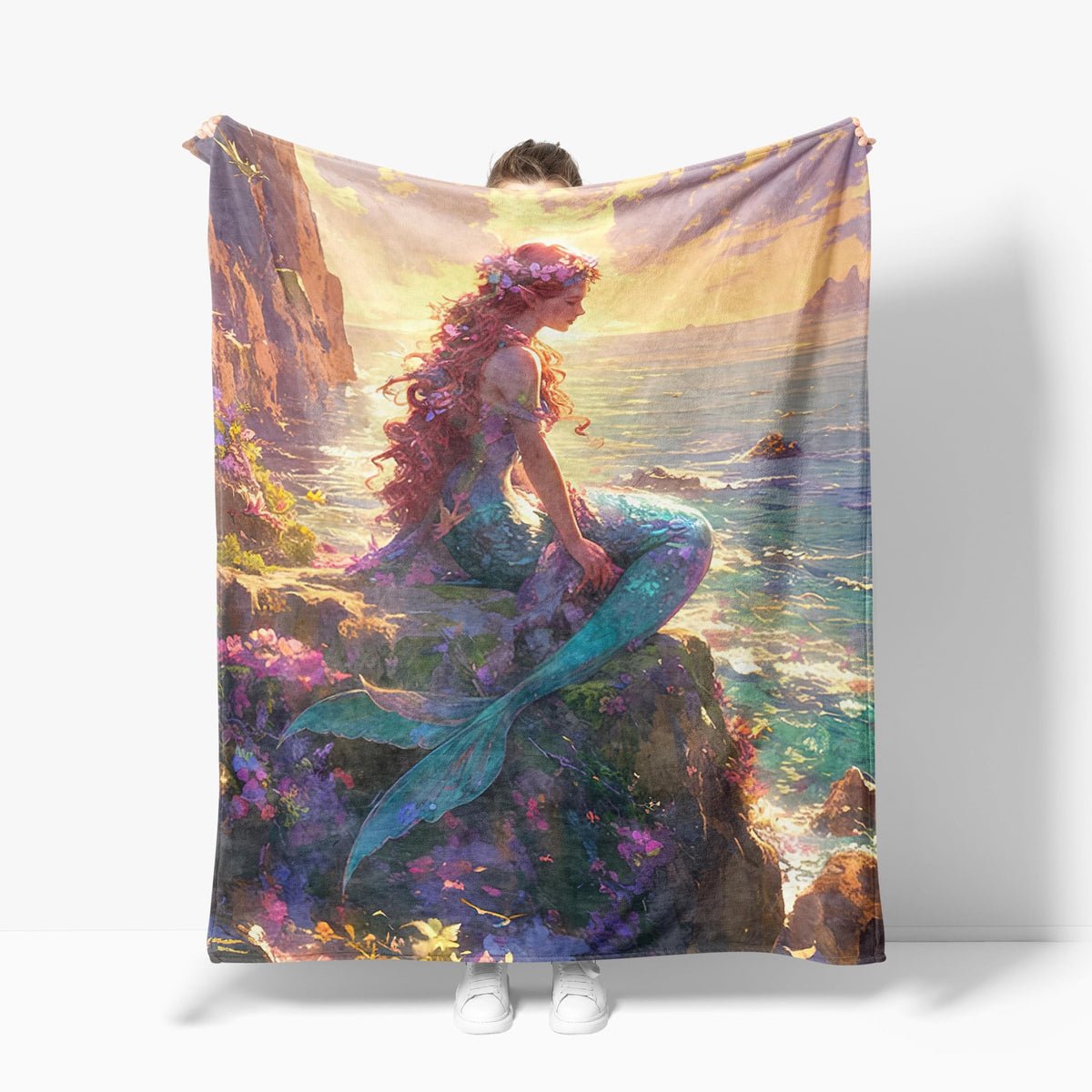 Mermaid Fleece Blanket Ocean Nautical Gifts Room Decor 60"x80" (Mermaid / 60"X80")