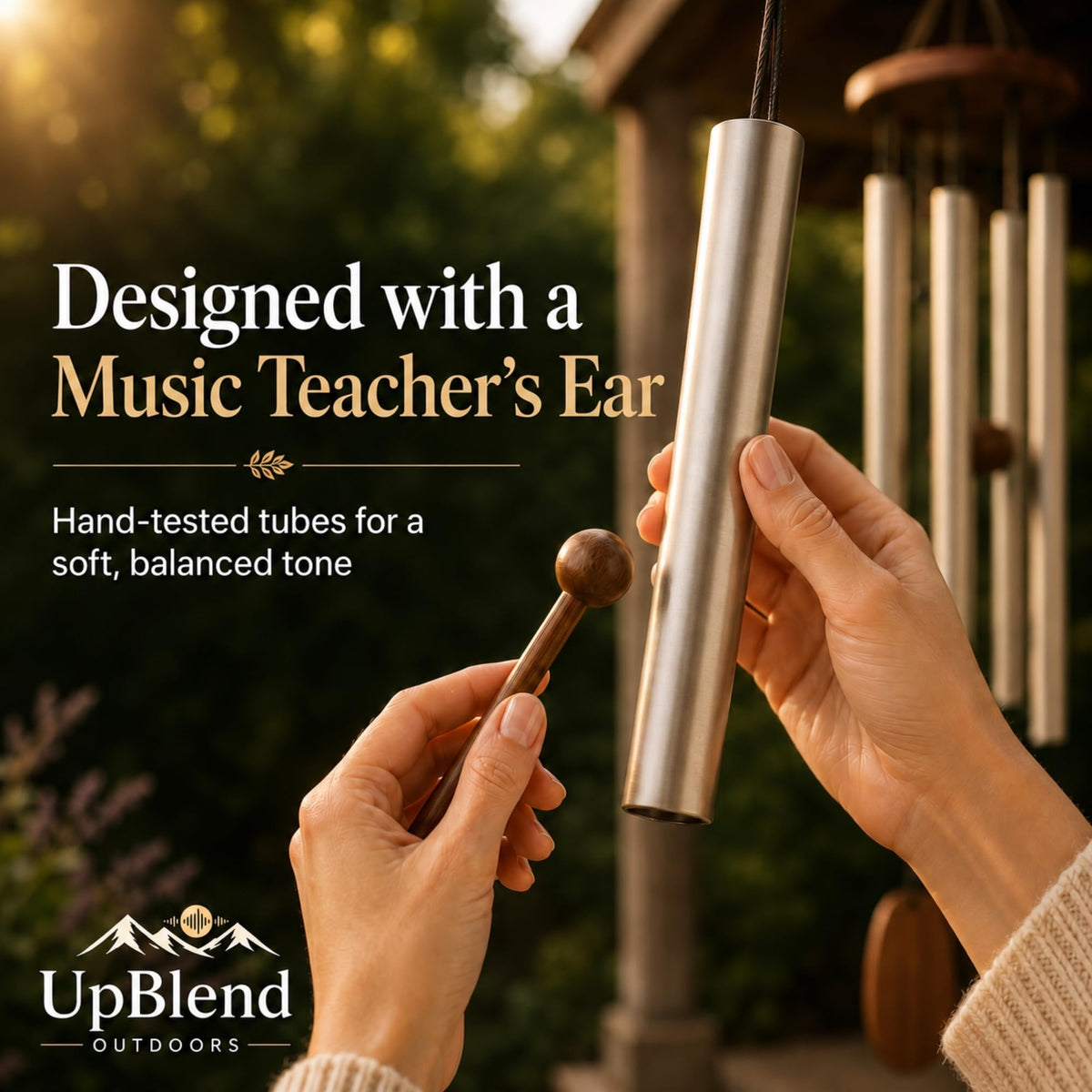 UpBlend 28" Silver Aluminum Wind Chimes for Outside (Silver / 28")