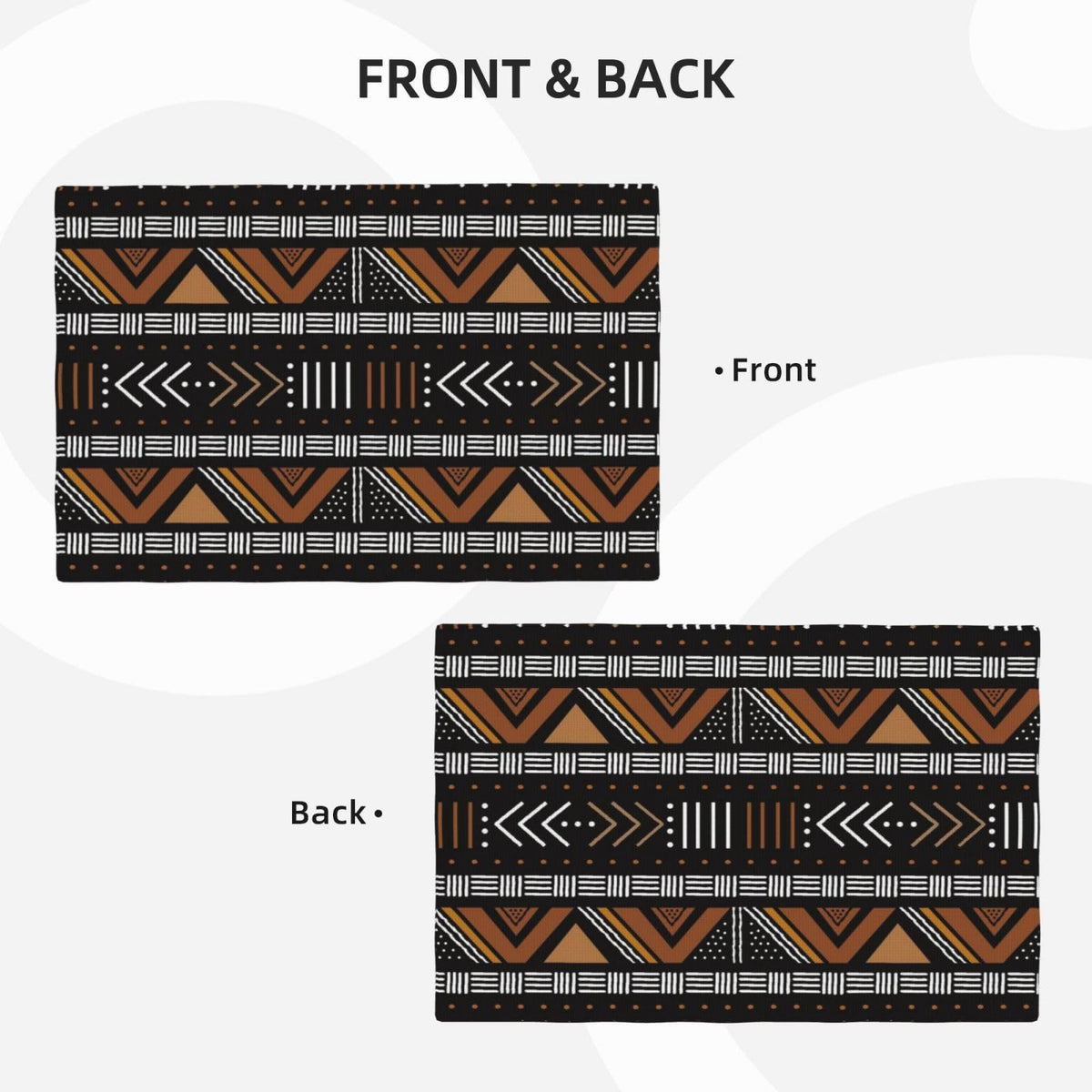 African Placemats Set of 4 Linen Washable 12x18 Inch (Black / 4PCS)