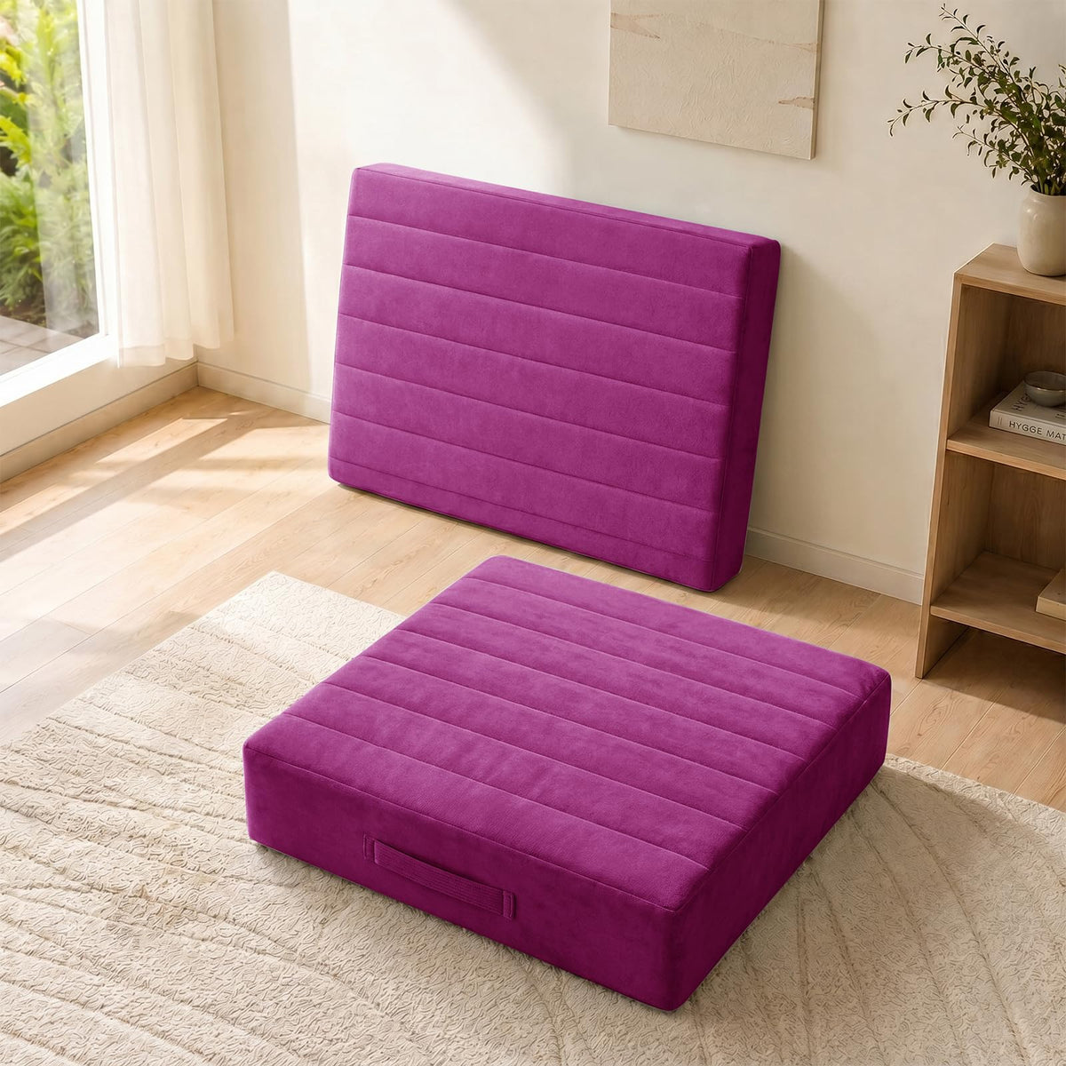 2 Pcs High Density Foam Floor Pillow (Purple / 2 Counts)