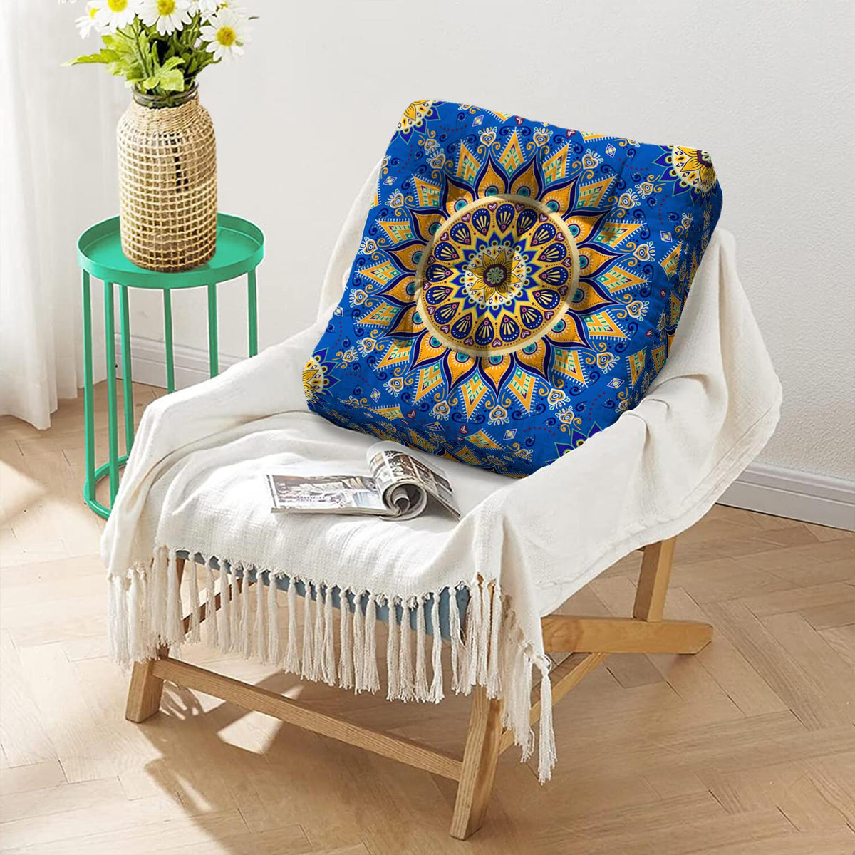 Mandala Meditation Cushion (12.mandala Meditation Cushion-1 / 22x22 inch square)
