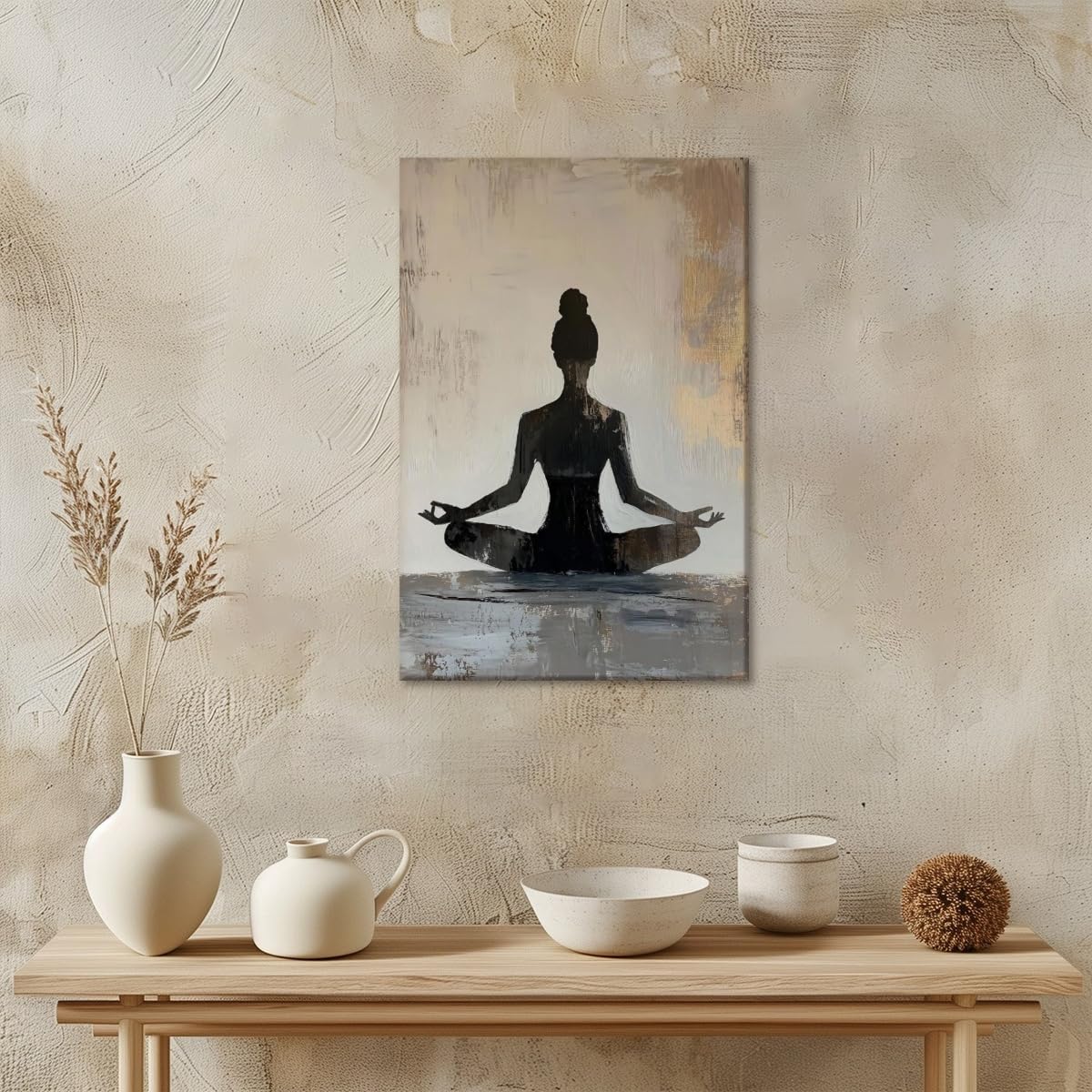 Meditation Wall Art Minimalist Yoga Pose Poster Zen Decor Calming Corner Canvas Prints Mindfulness Wellness Art for Yoga Studio Decor 16x24inch Unframed (style-2-Unframed / 16"L x 24"W - Unframed)
