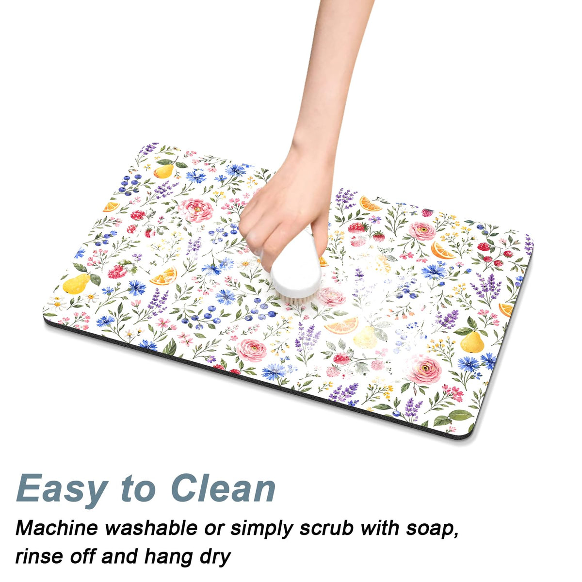 Coffee Mat 16" x 24" Coffee Bar Mats for Espresso Machine Station Accessories and Organizer (Cottagecore Wildflower / 16" x 24")