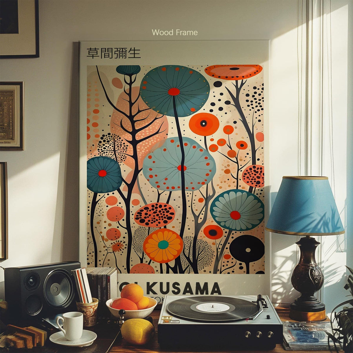 Yayoi. Kusama Framed Canvas Wall Art Vintage Japanese Painting Posters Tokyo Aesthetic Prints Infinity Dots Picture Modern Ukiyo (Wrapped Canvas / Japanese Art 009 / 24"L x 16"W)
