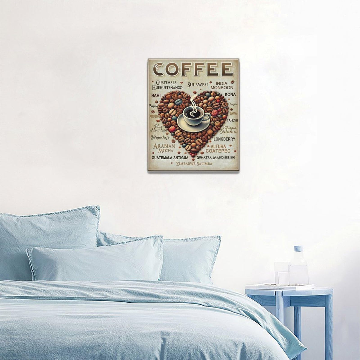 Coffee Wall Art Cafe Pictures Wall Decor Latte Drink Canvas Painting Home Modern Artwork Decorations Framed for Coffee Bar Kitchen Living Room Bedroom Office 16 x 20 inch (20L" x 16W" / Coffee)