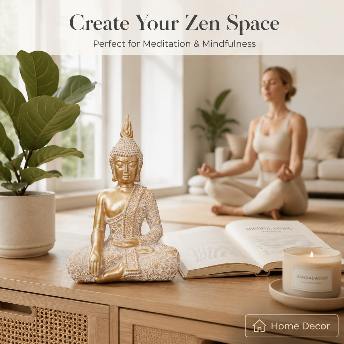 Gold Buddha Statue7.87 Inch for Home Decor (Gold)