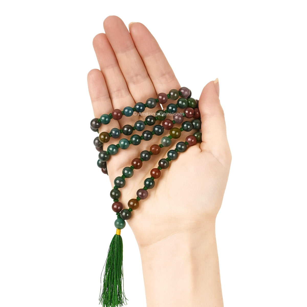 Bloodstone Buddhist Prayer Beads Japa Mala with 108 Meditation Beads (Hand Knotted / Bloodstone)