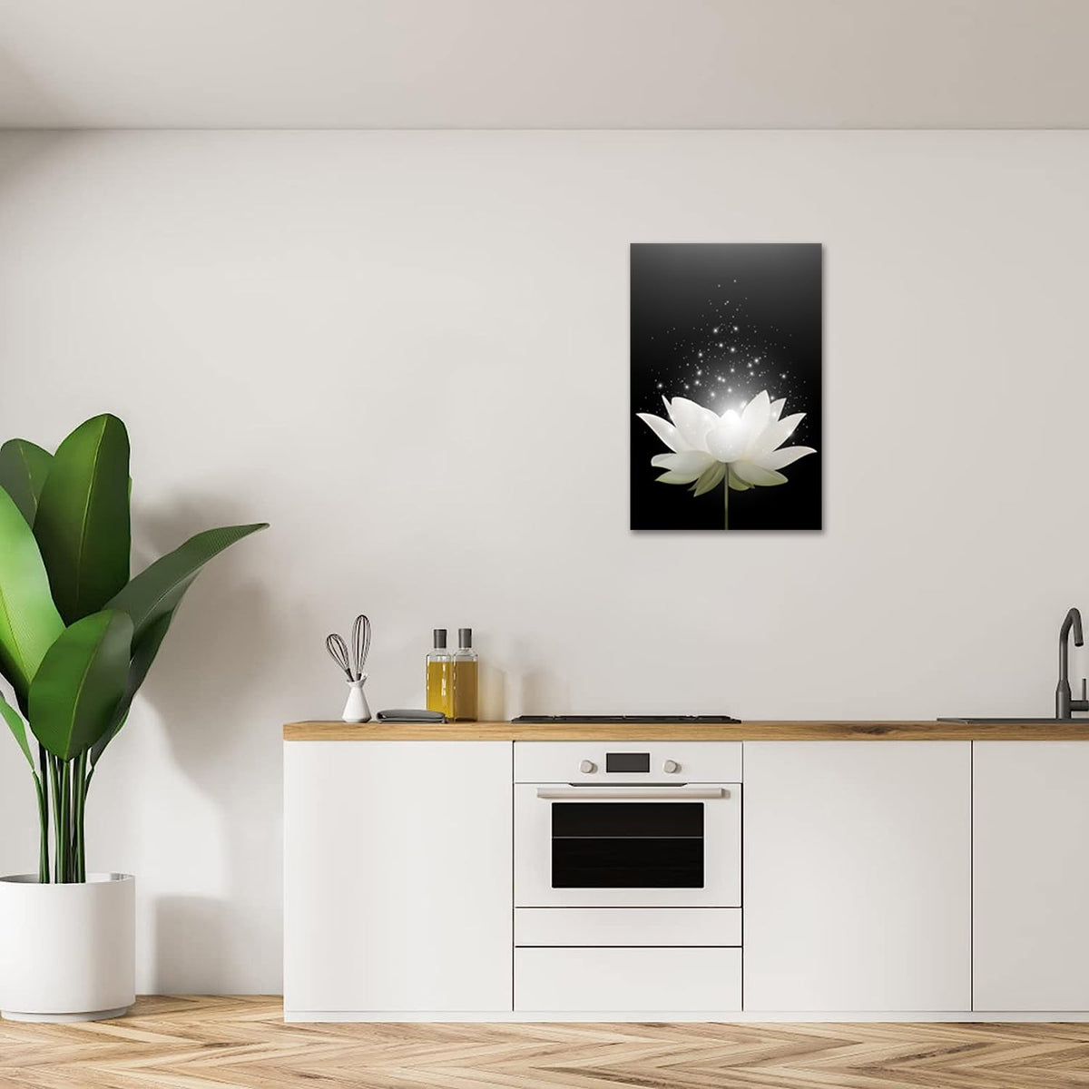 Lotus Flower Canvas Print Wall Art Pictures for Modern Wall Decor Artwork Spiritual Meditation Prints on Canvas Wall Decor for Yoga Room Framed (24"L x 36"W / Lotus 02)