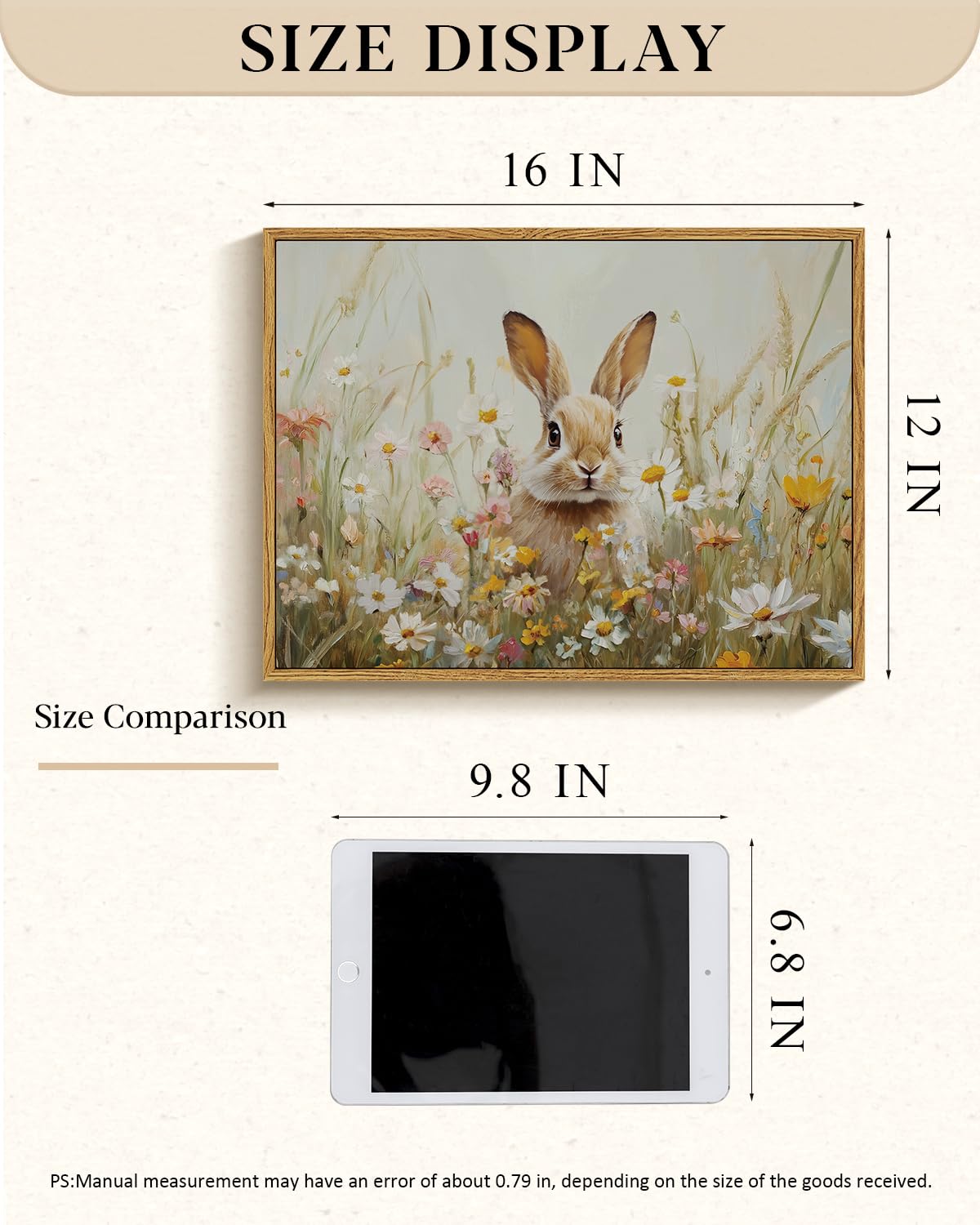 Easter Bunny Framed Canvas Wall Art (Watching / 16"L x 12"W)