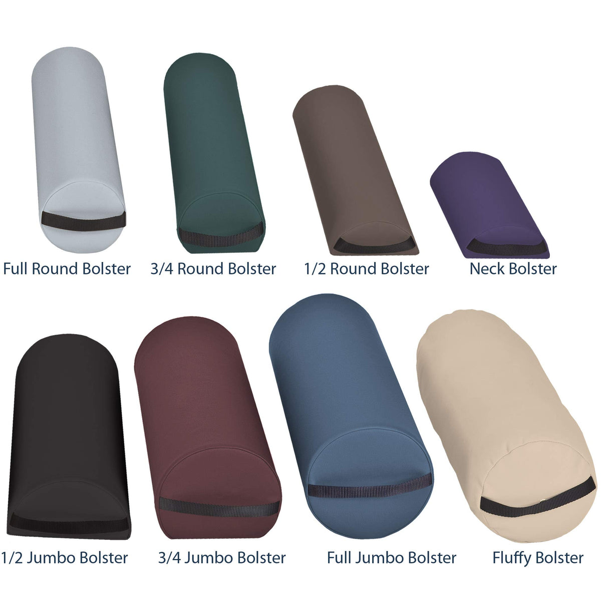 Massage Bolster Pillow Half Jumbo (Half Round Jumbo / Black)