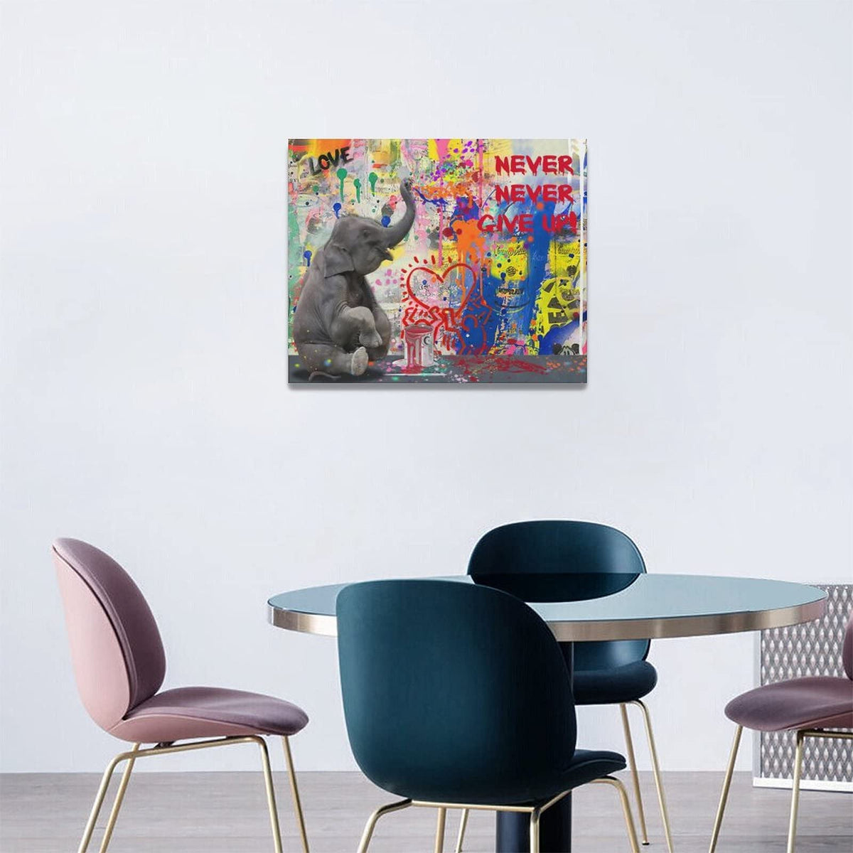 Banksy Canvas Wall Art Funny Elephant Pictures Wall Decor Graffiti Poster Prints Banksy Street Pop Painting Modern Artwork Home Decoration for Bathroom Bedroom Living Room 20"x16" (elephant graffiti / 20"L x 16"W)