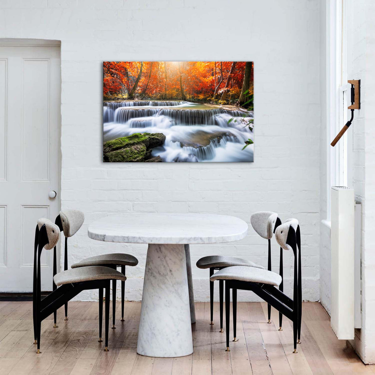 National Park Landscape Wall Art Colorful Maple Trees Wall Decor Country Waterfall Painting Canvas Prints Autumn Scenery Pictures Vintage Artwork for Living Room Office Bathroom Home Decoration 24x36" (36"L x 24"W / Waterfall Fall)
