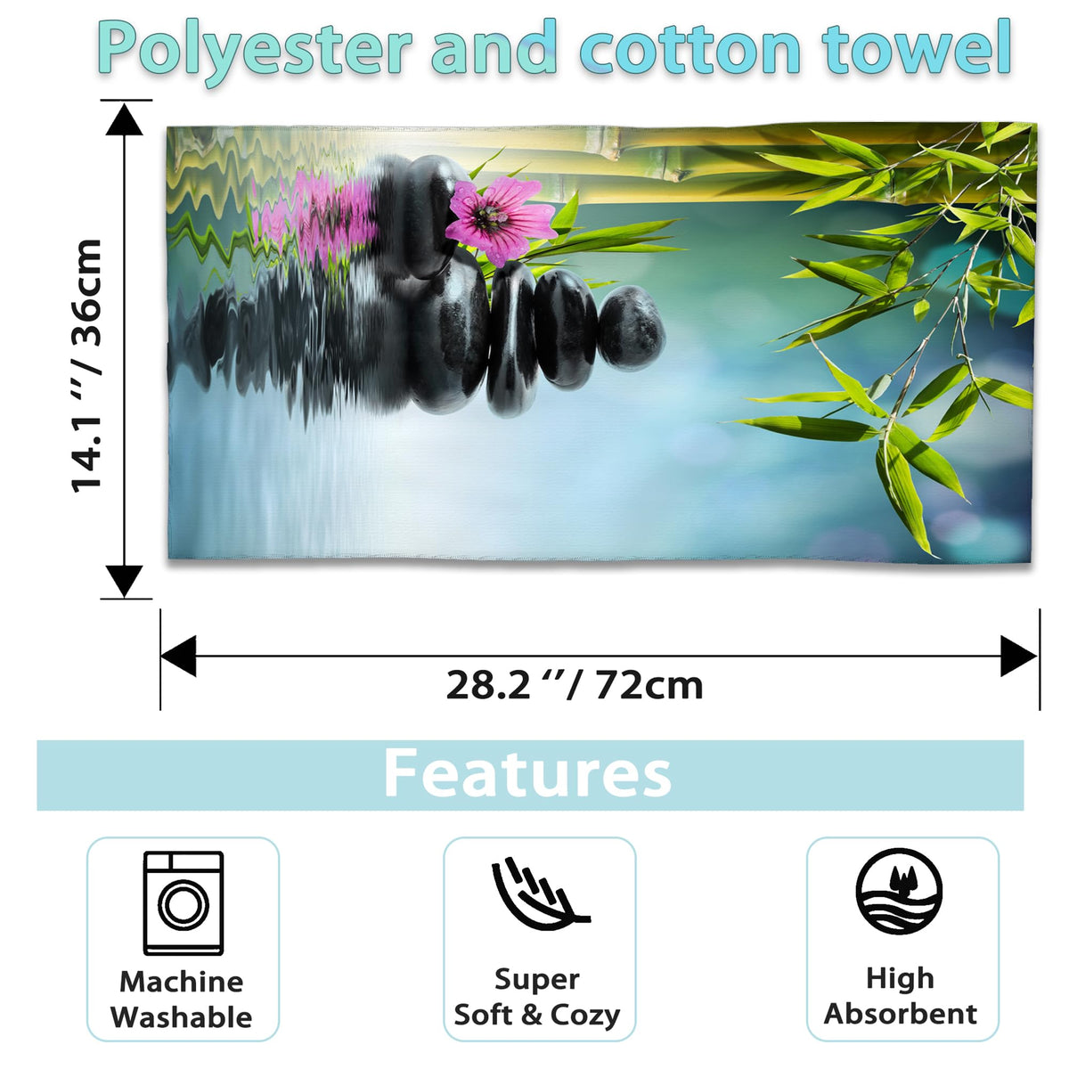 Zen Spa Hand Towels Set of 2 (Green Bamboo Flower)