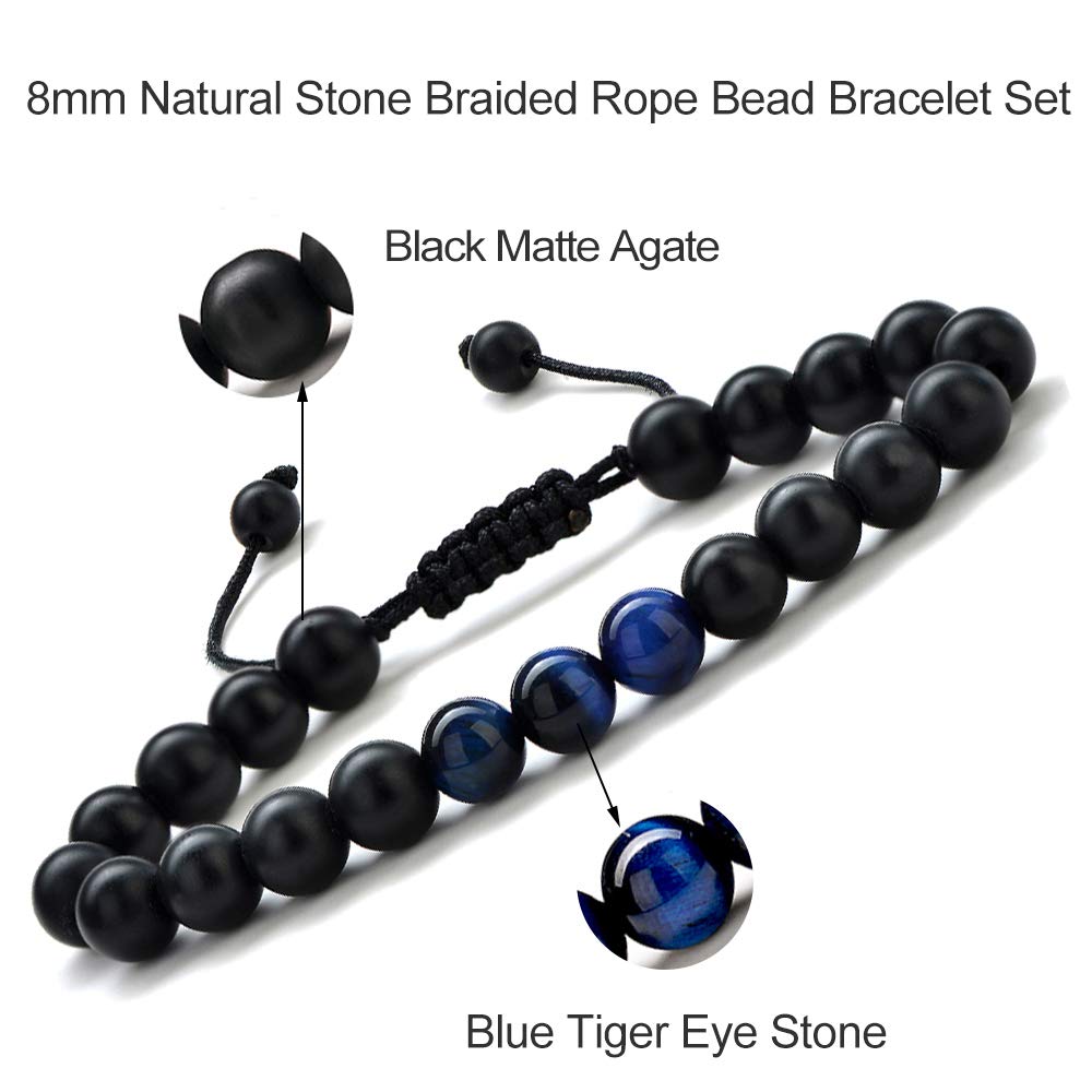Mens Bracelet (3 Pcs Matte Agate&Tiger Eye)