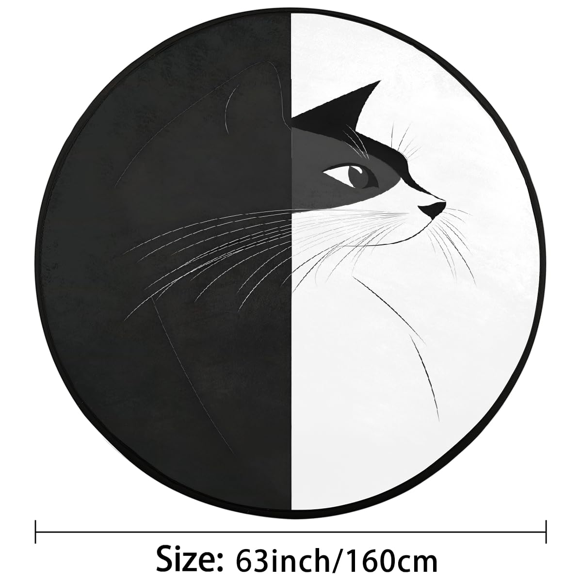 5 Ft Animal Cat Art Round Rug Circle Area Rugs Circular Door Mat for Indoor (Color43 / 5'3" (Round))