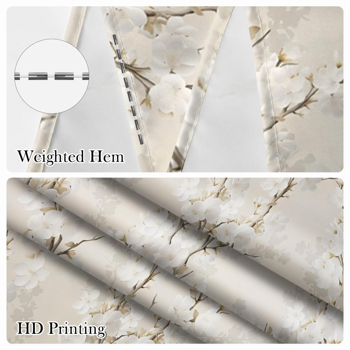 White Floral Shower Curtain 74 Inches Long (Floral-b)