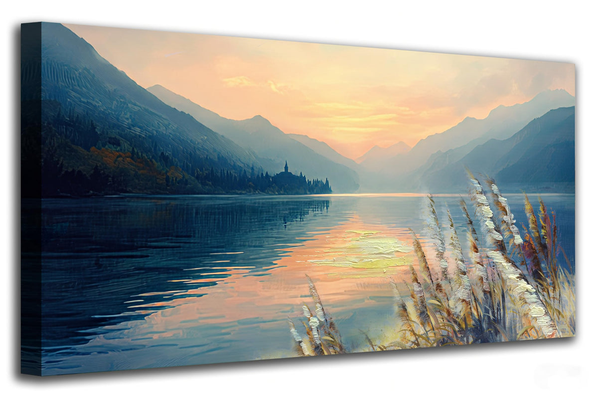 Canvas Wall Art for Living Room Wall Decor for Bedroom 48"x24" (blue lake / 48"L x 24"W)