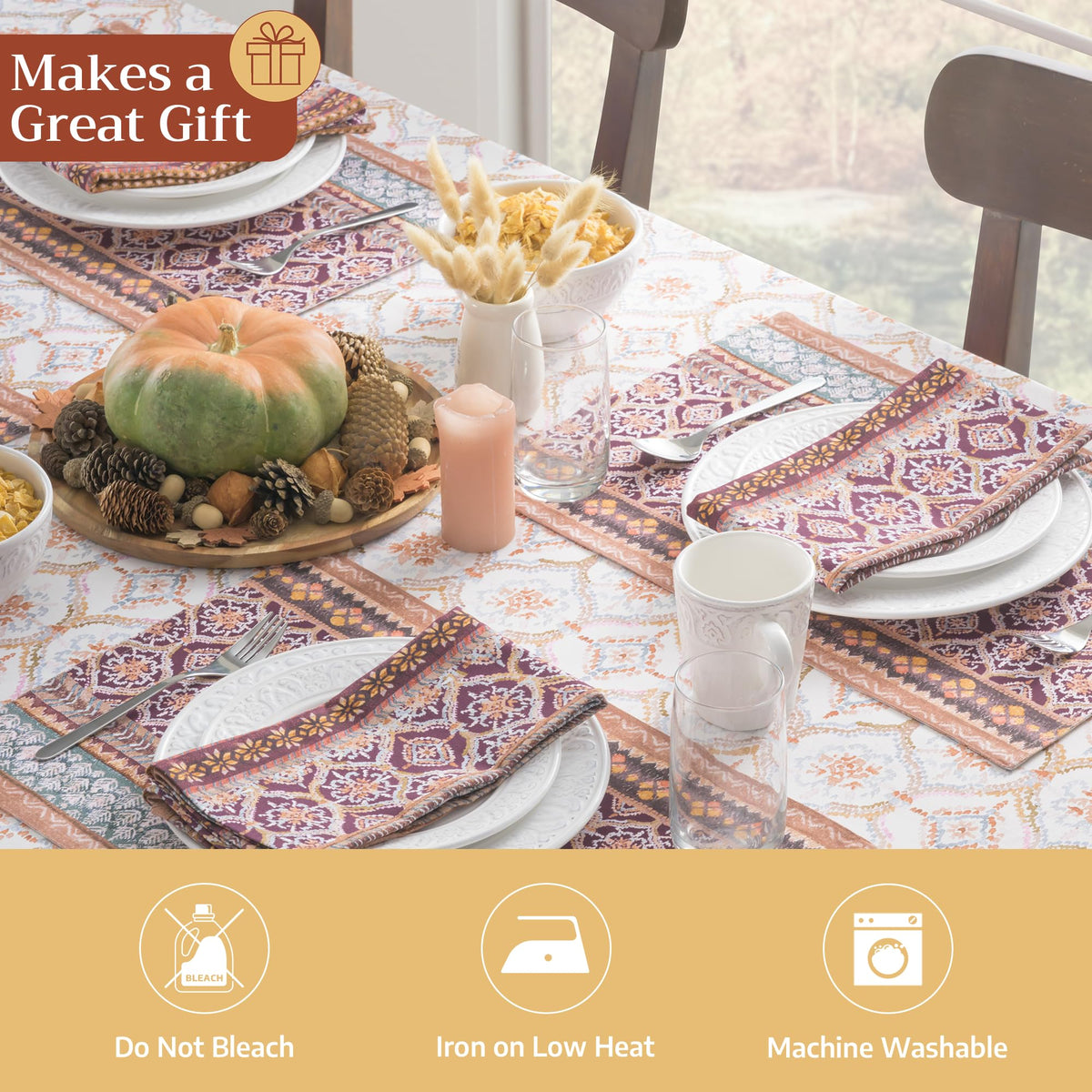 Placemats Set of 4 Reusable 100% Cotton (057 - Fair Isle / 13" X 19" (Pack of 4))