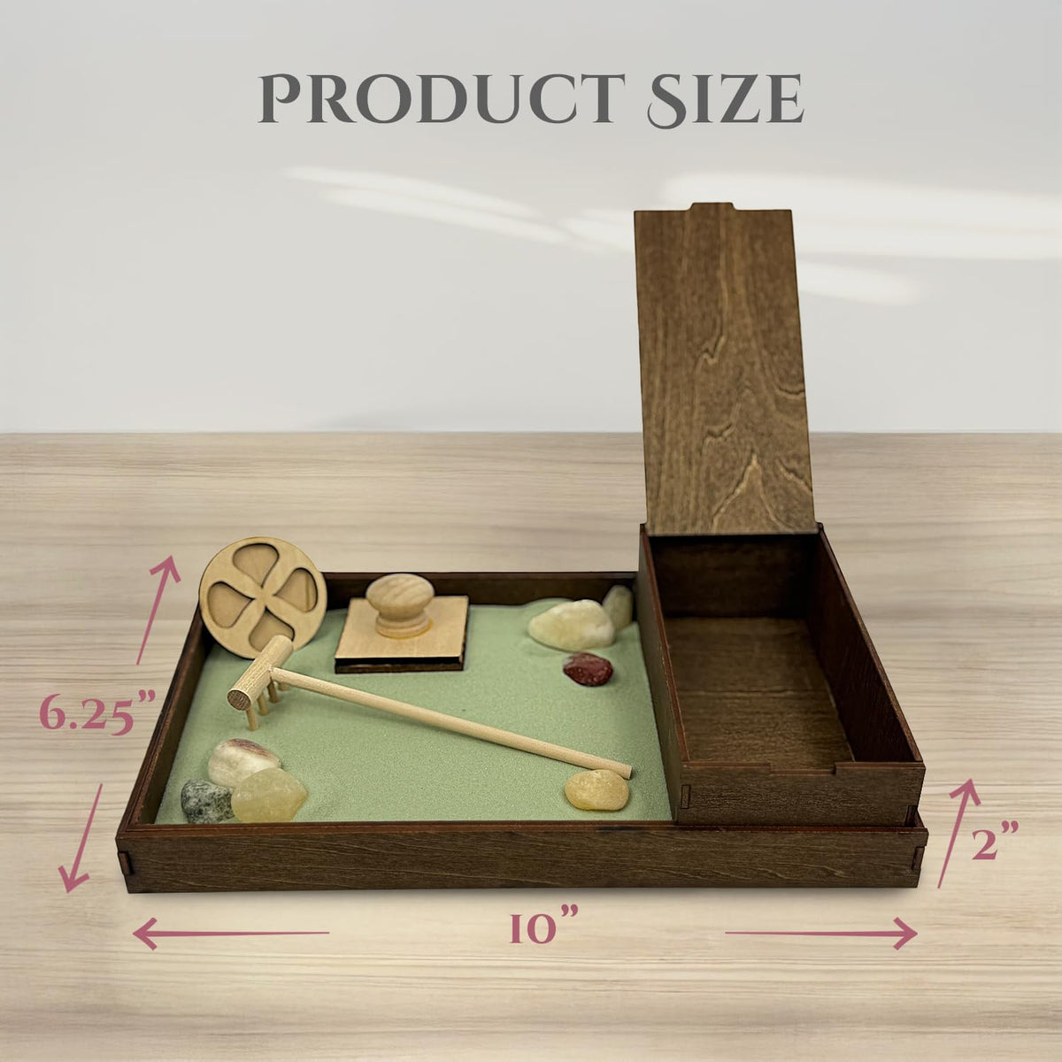 Wooden Zen Garden with Accessories Box (Palo Verde / Storage Box)