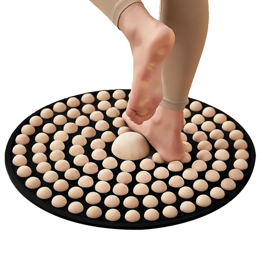 Wooden Acupressure Foot Massager Mat (Wood-round)