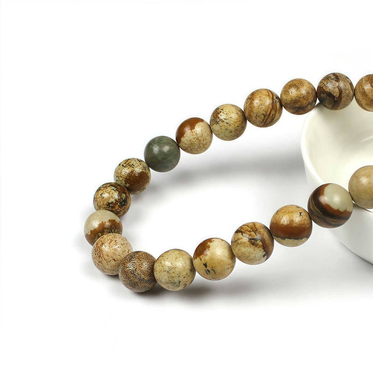 AAA Natural Picture Beads Stone Beads for DIY Bracelet Making Strand 15" (Picture Jasper / 10mm)