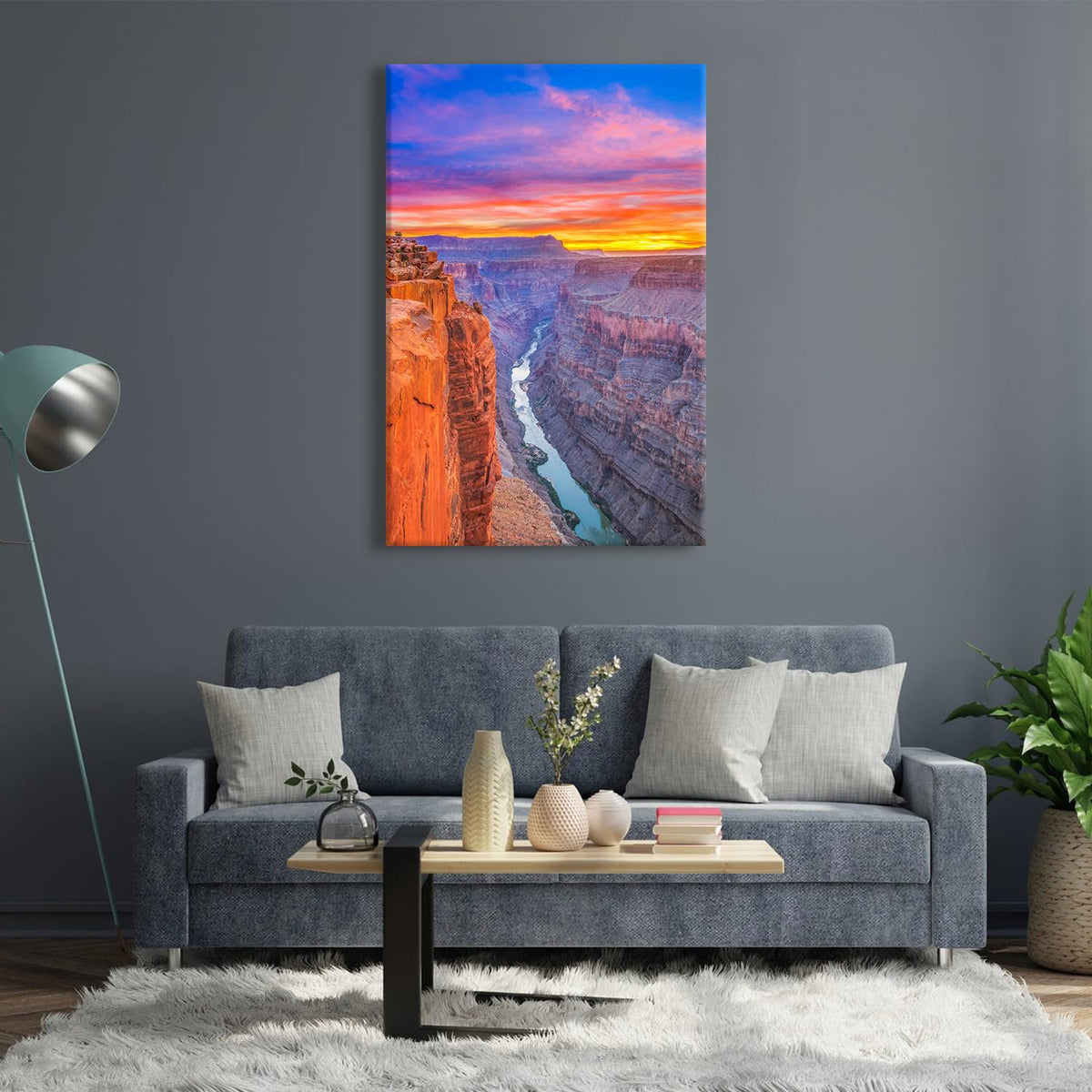 Grand Canyon National Park Wall Art Burnt Orange Sunset Skyline Pictures Wall Decor Nature USA Rock Mountains Canvas Prints Wilderness Landscape Photo Poster Modern Artwork Bedroom Decorations 32x48" (32"L x 48"W / Nature20)
