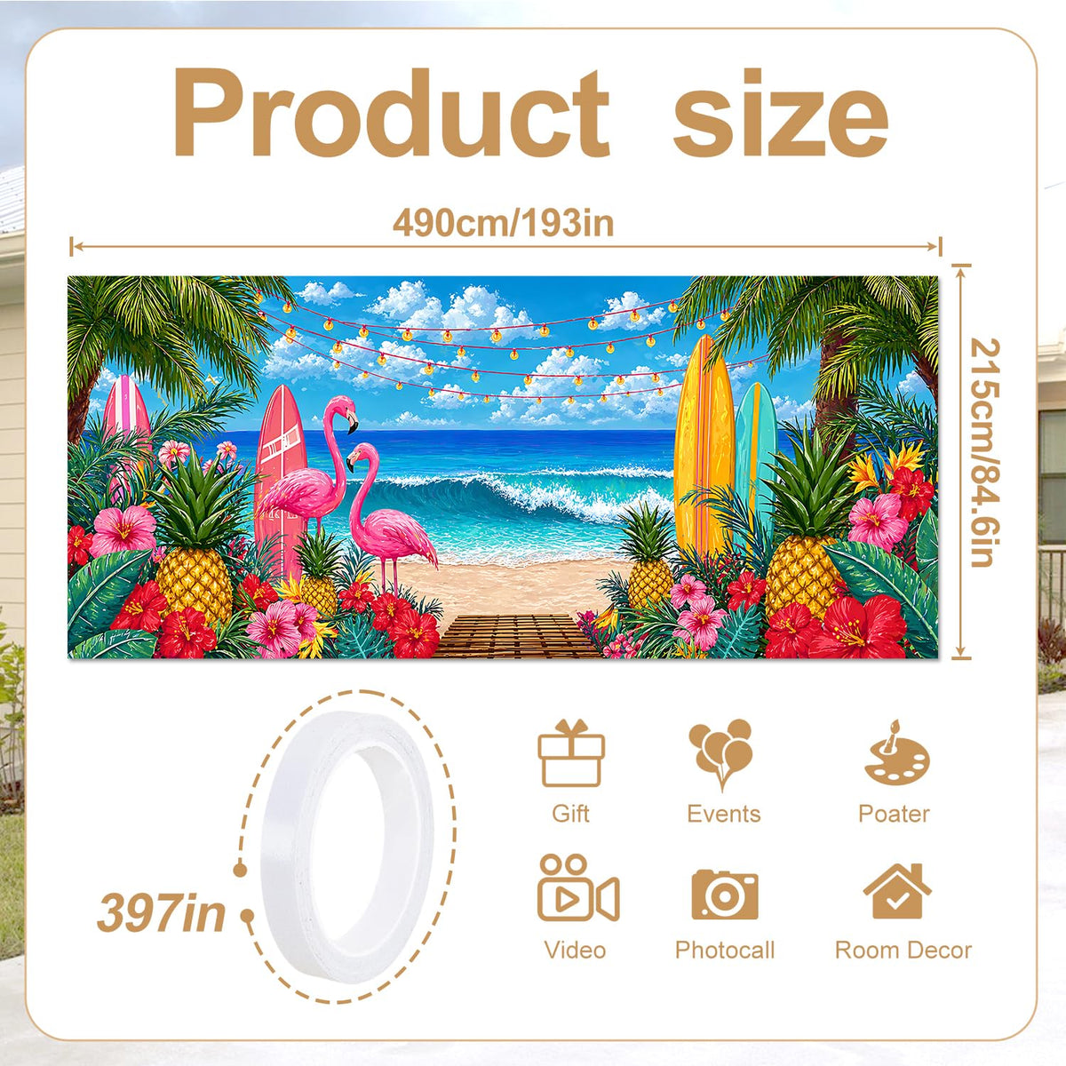 Tropical Beach Garage Door Banner Cover (205 / 7 x 16 ft)