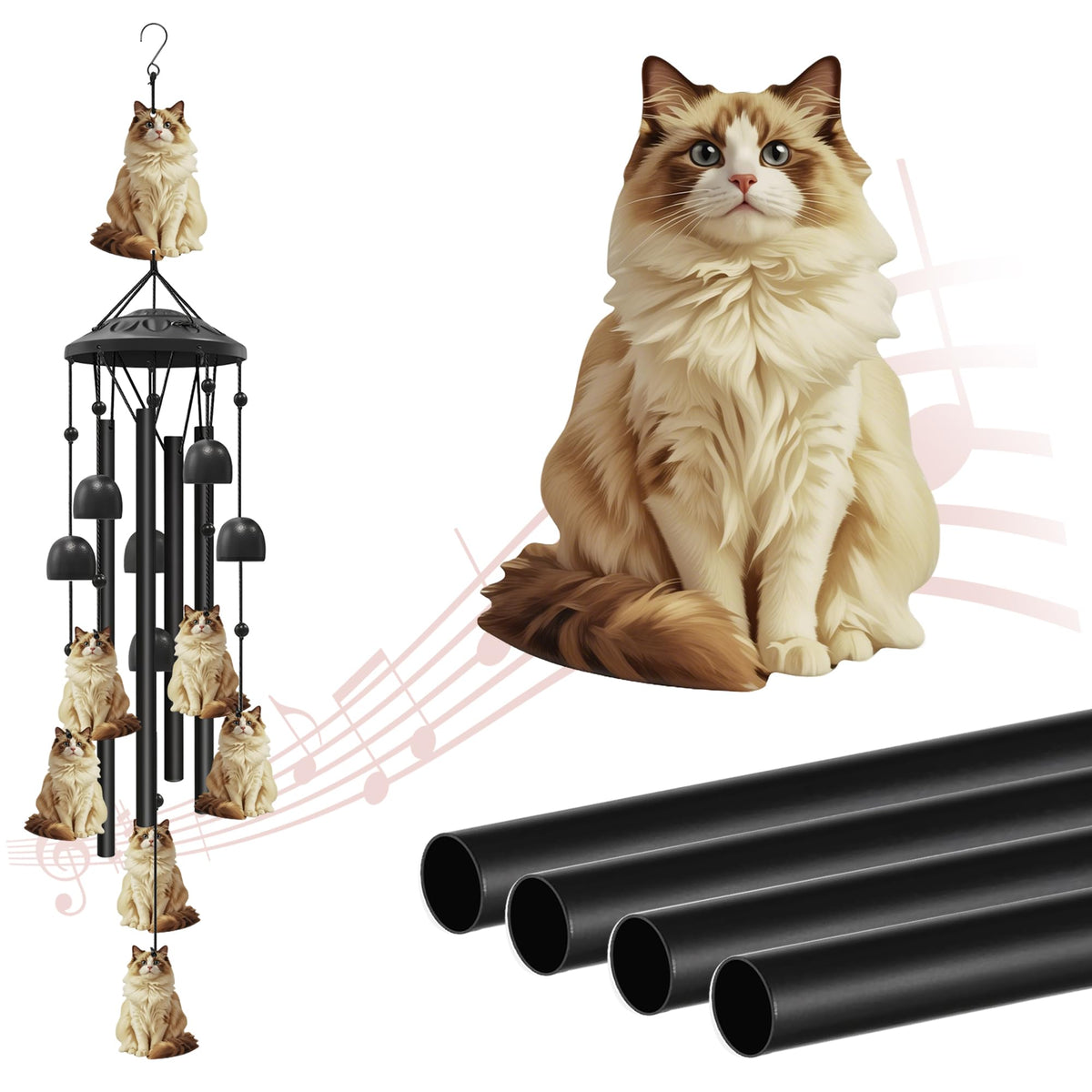 Cat Wind Chimes for Outside
