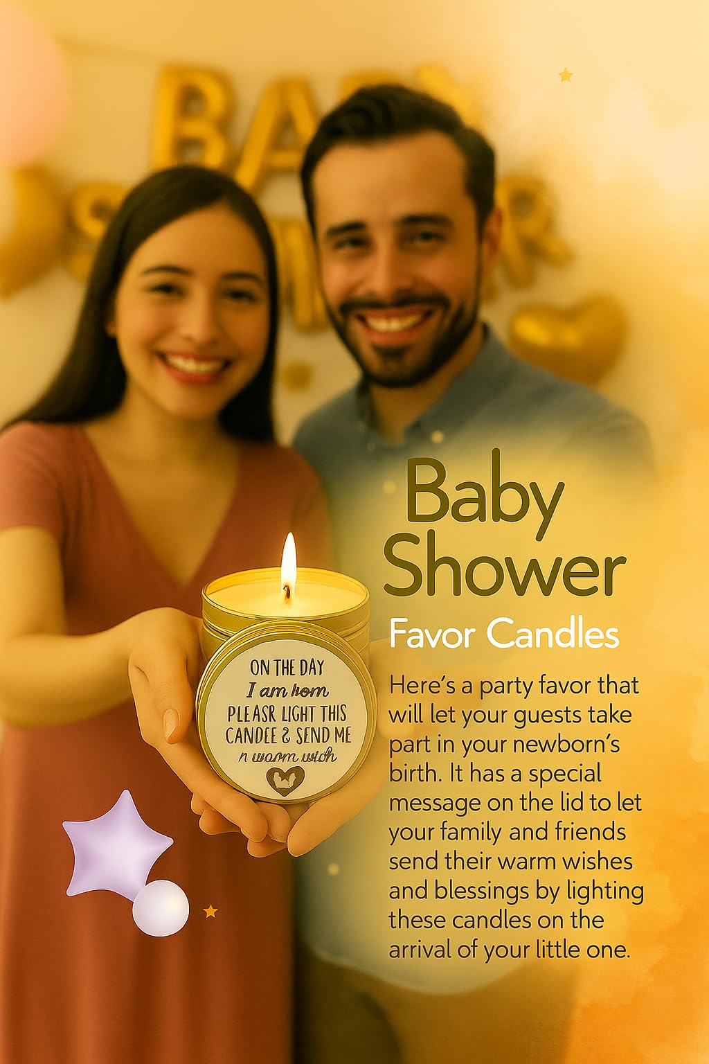 Baby Shower Candle Favors Gift Set (Gold-Bronze-1-9pk)