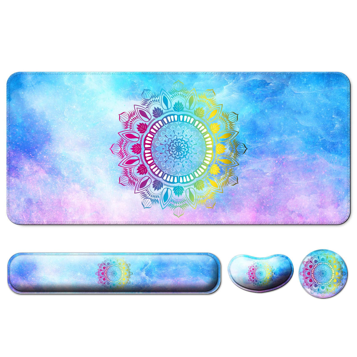 4 in 1 Mouse Pad and Keyboard Wrist Rest (K2-star Mandala)