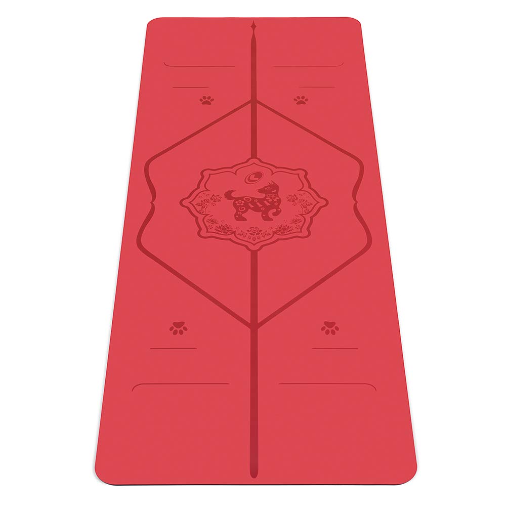 Year of The Dog Yoga mat ñ Patented Alignment System (Dog Red)