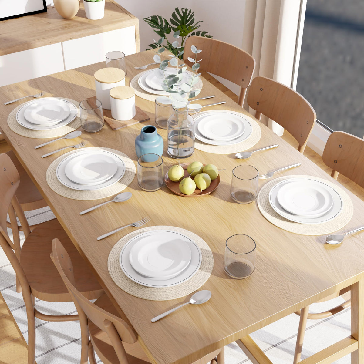 Placemats Round Cotton Dining Table Mats 13" (Off White / 13" (Set of 6))