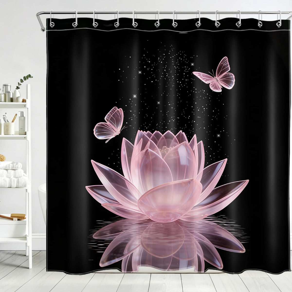 Pink Water Lily Shower Curtain for Bathroom (Pink / 70"W x 70"L (Pack of 2))