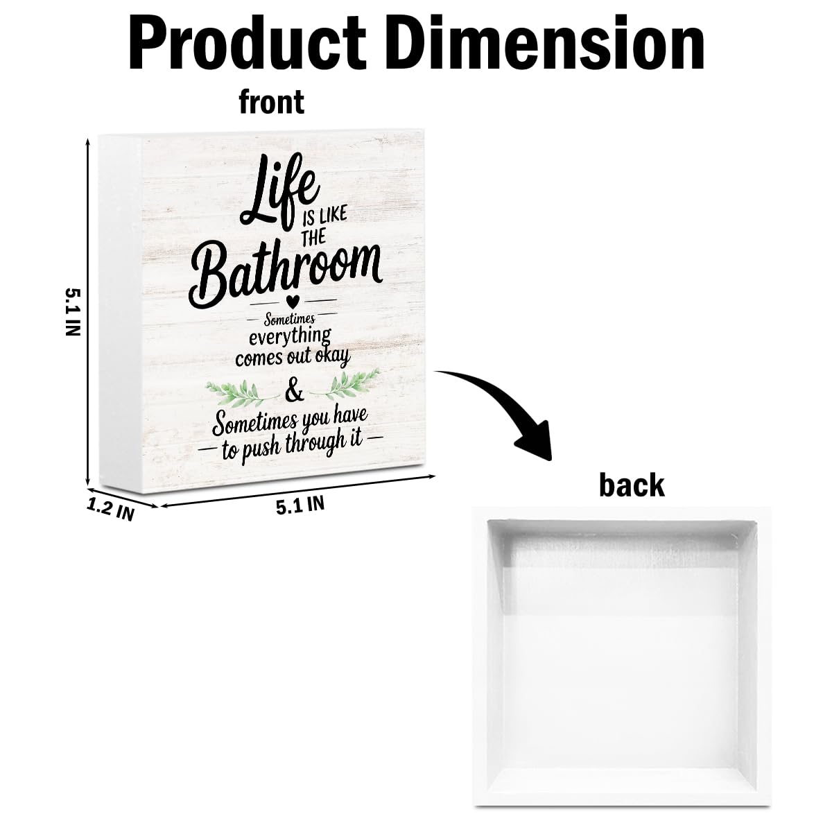 Funny Bathroom Shelf Decor Wood Box Sign (Life is like a bathroom)