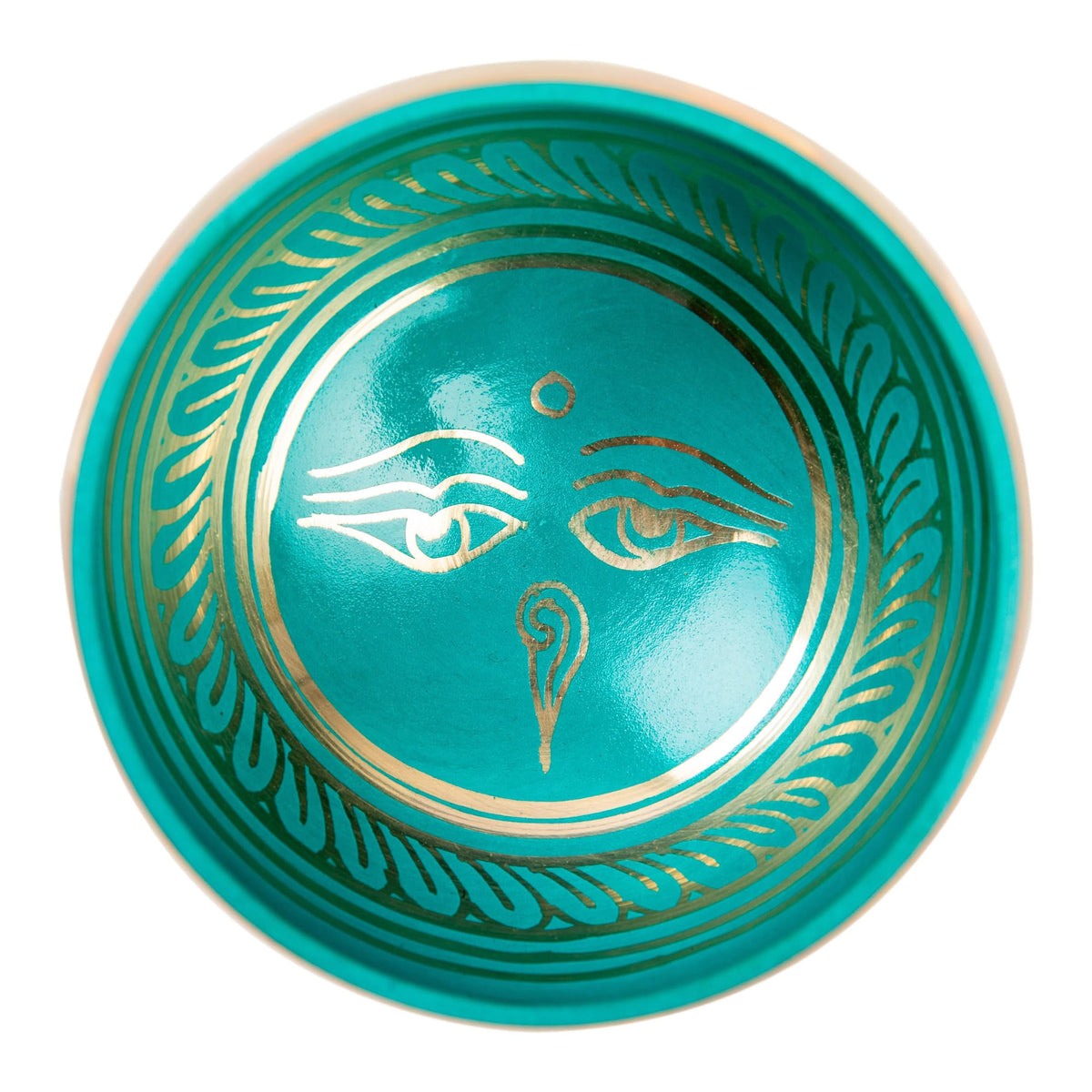 Tibetan Singing Bowl Set Brass (Turquoise)