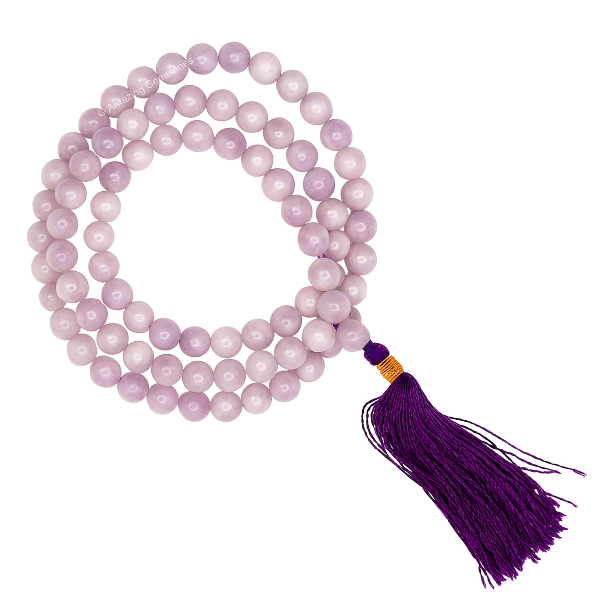 Pink Kunzite Buddhist Prayer Beads Japa Mala with 108 Meditation Beads (Without Knots / Pink Kunzite)