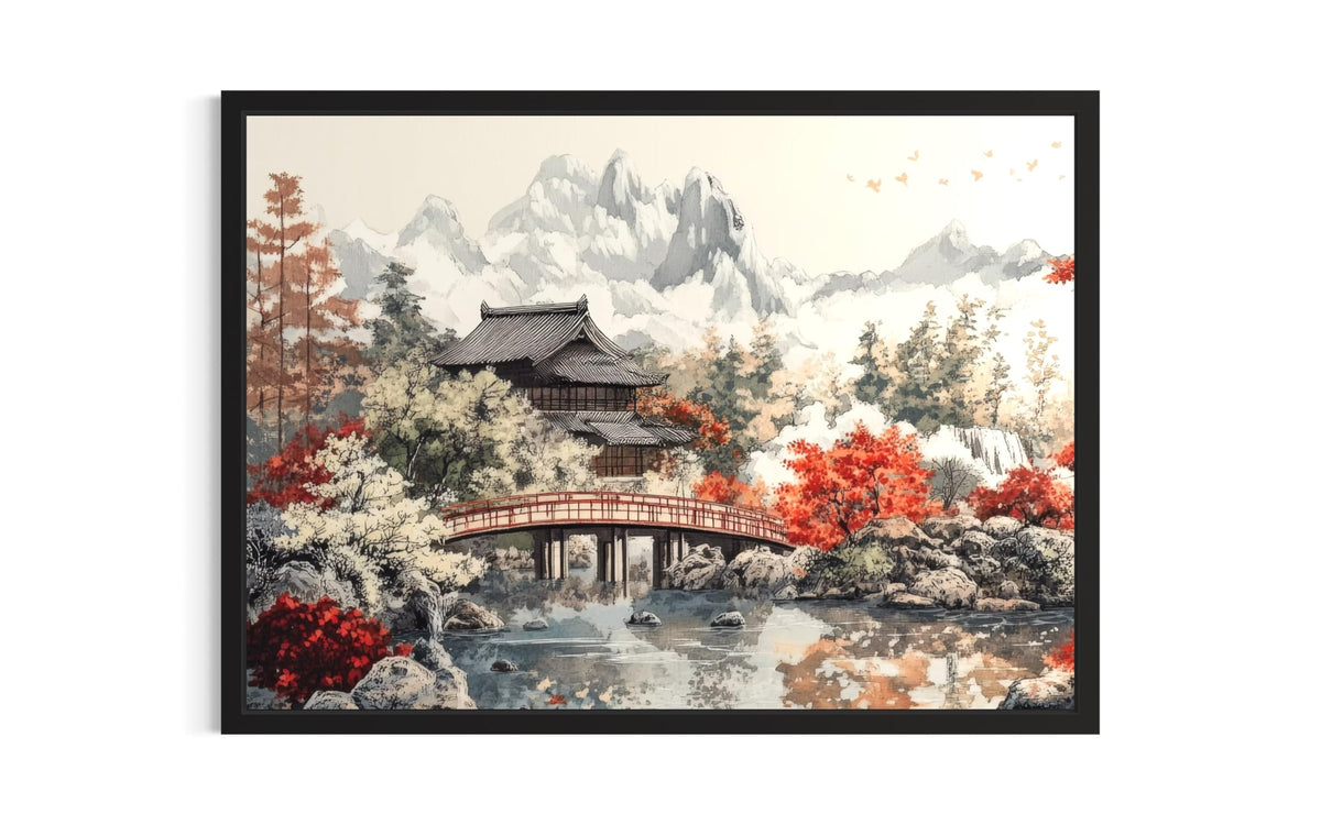 Zen Garden Black Framed Wall Art Print Poster (Zen Garden / 24"L x 18"W)