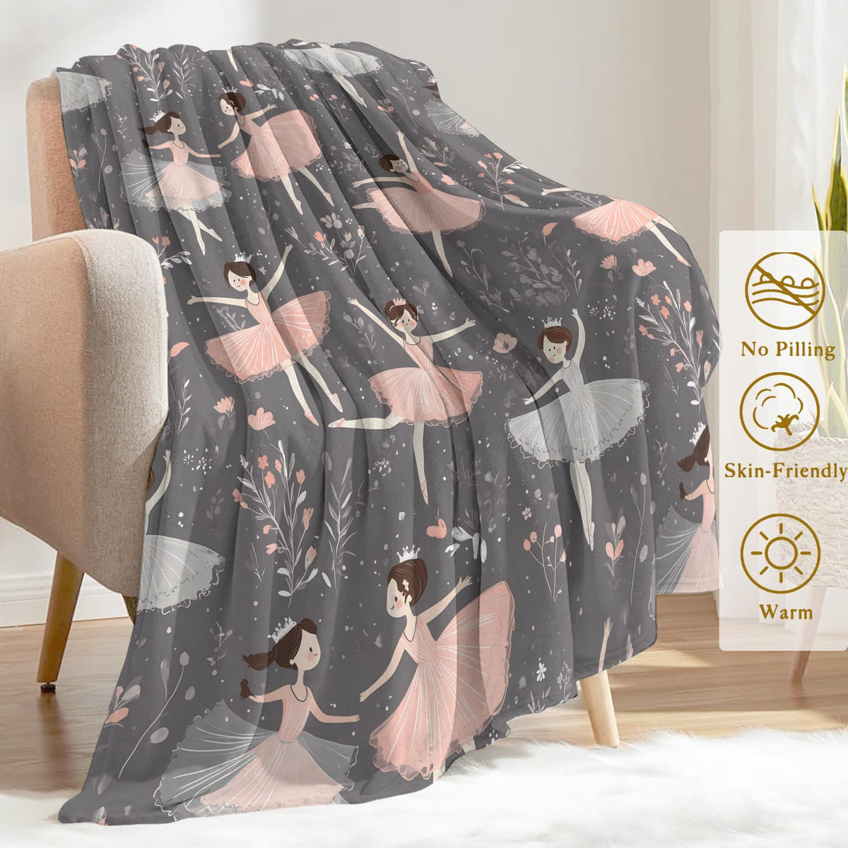Ballet Dance Flannel Blanket (50x60in / Dance)