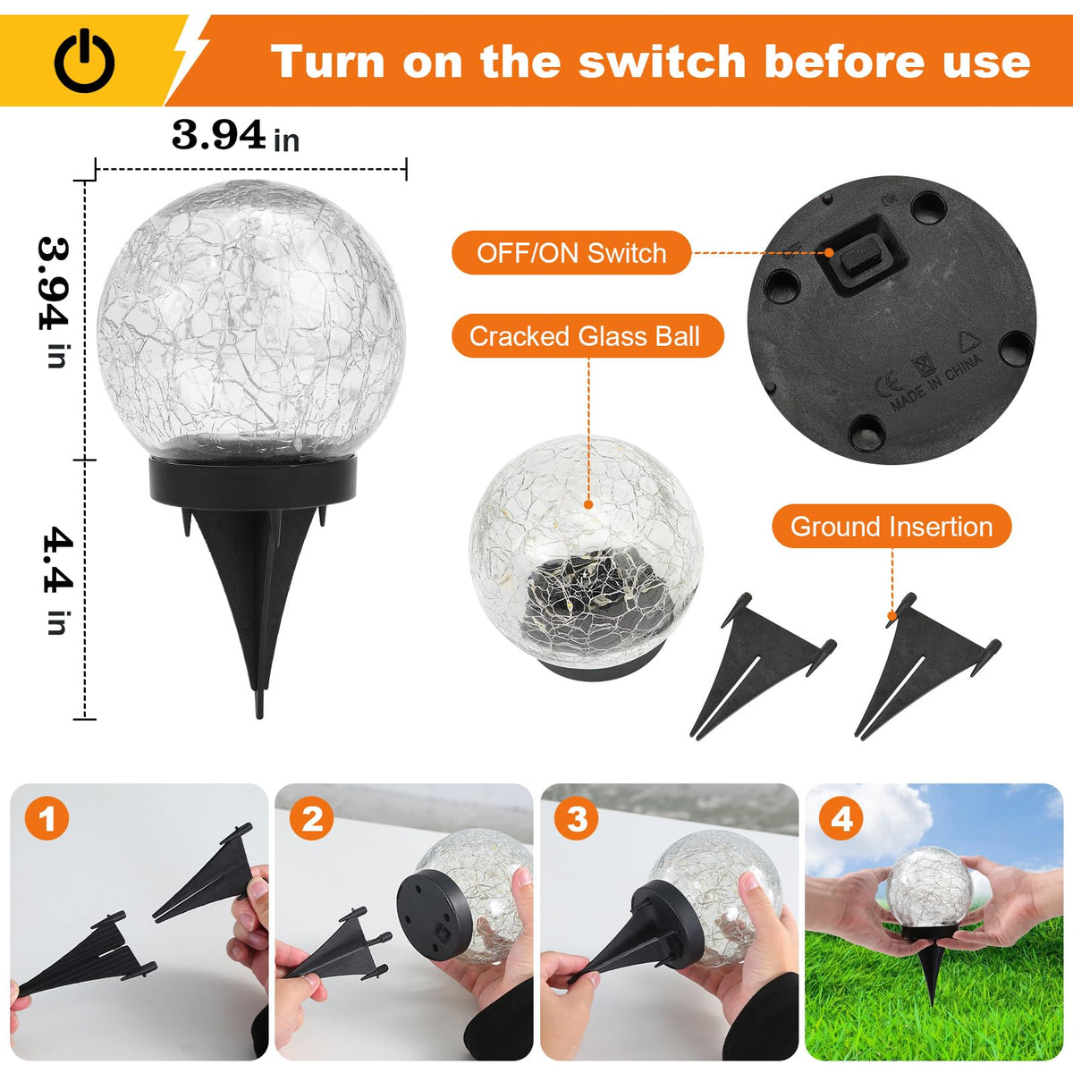 Solar Globe Lights Outdoor Waterproof (Multicolor / 4 globes)