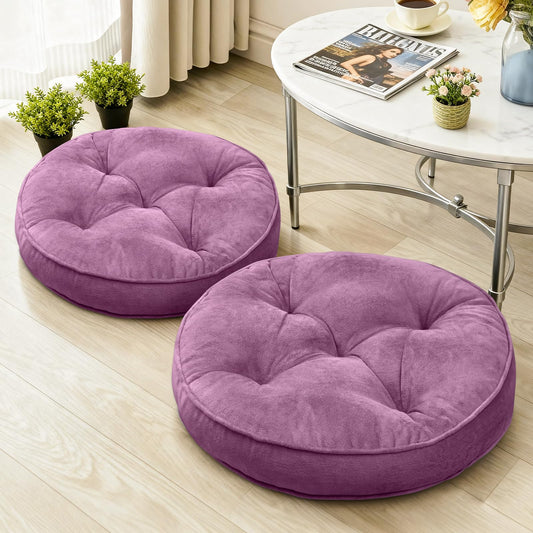 Floor Pillow Set of 2 (Round | Pearly Purple / 20x20 Inch(Pack of 2))