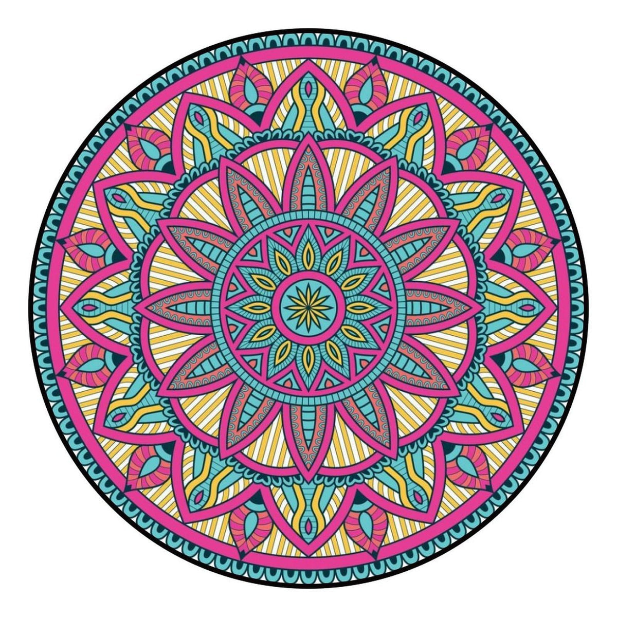 Round Area Rugs 2 FT Washable Non Slip Circle Rug (Hotpink Mandala Pattern / 2' (Round))