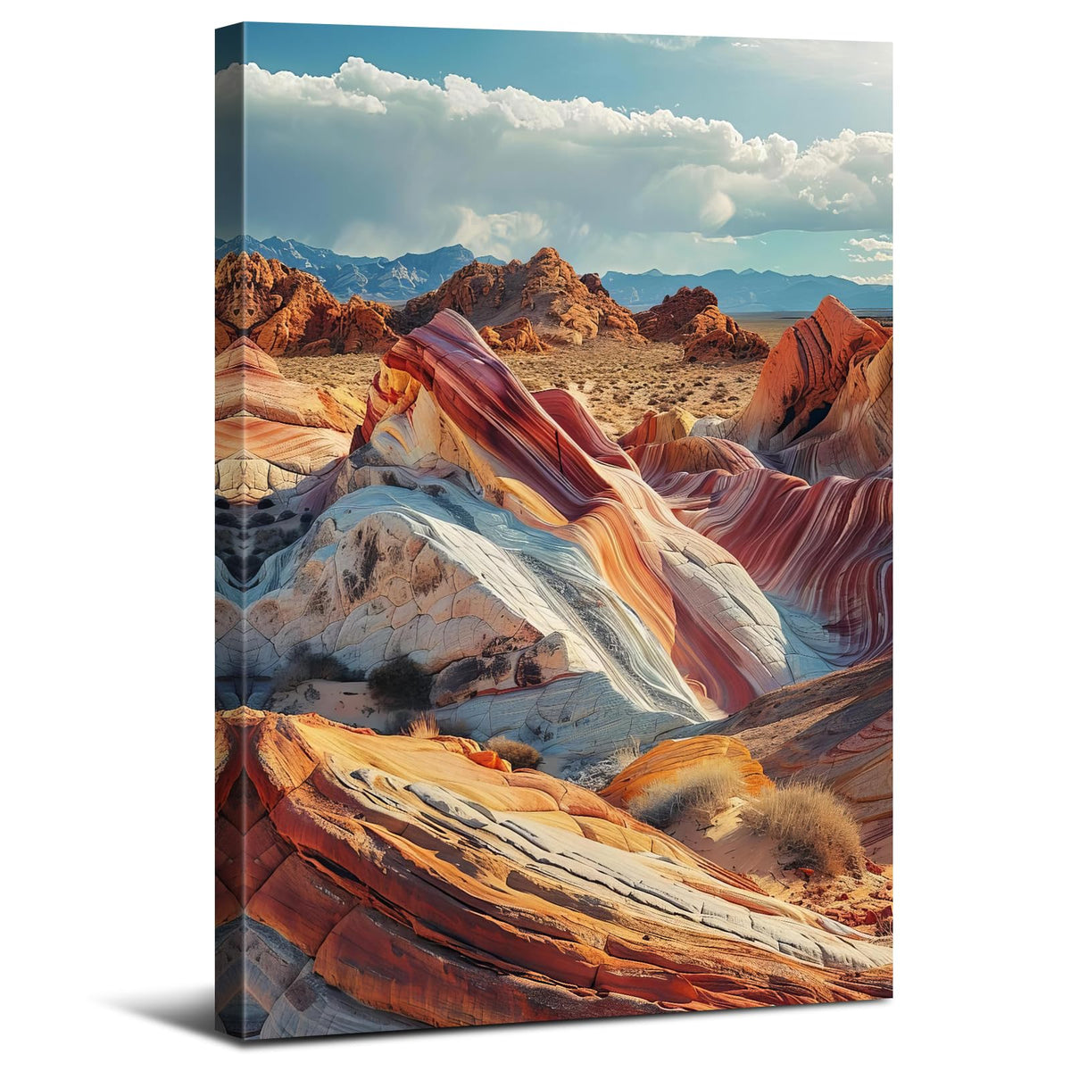 Vintage Valley of Fire State Park Nevada Nature Landscape Poster of the USA Printed on Canvas 24x36”Blue Sky Background Modern Landscape for Bedroom Office Bathroom Poster Painting Wall Decor Art Gift (24"L x 36"W / FSPFJ11)