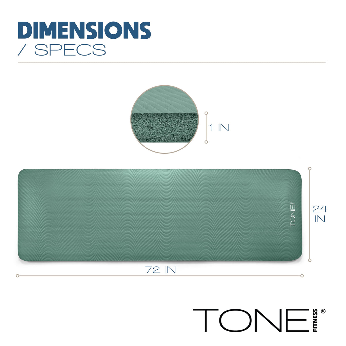 1" Extra Thick Yoga Mat (Wave / Teal)