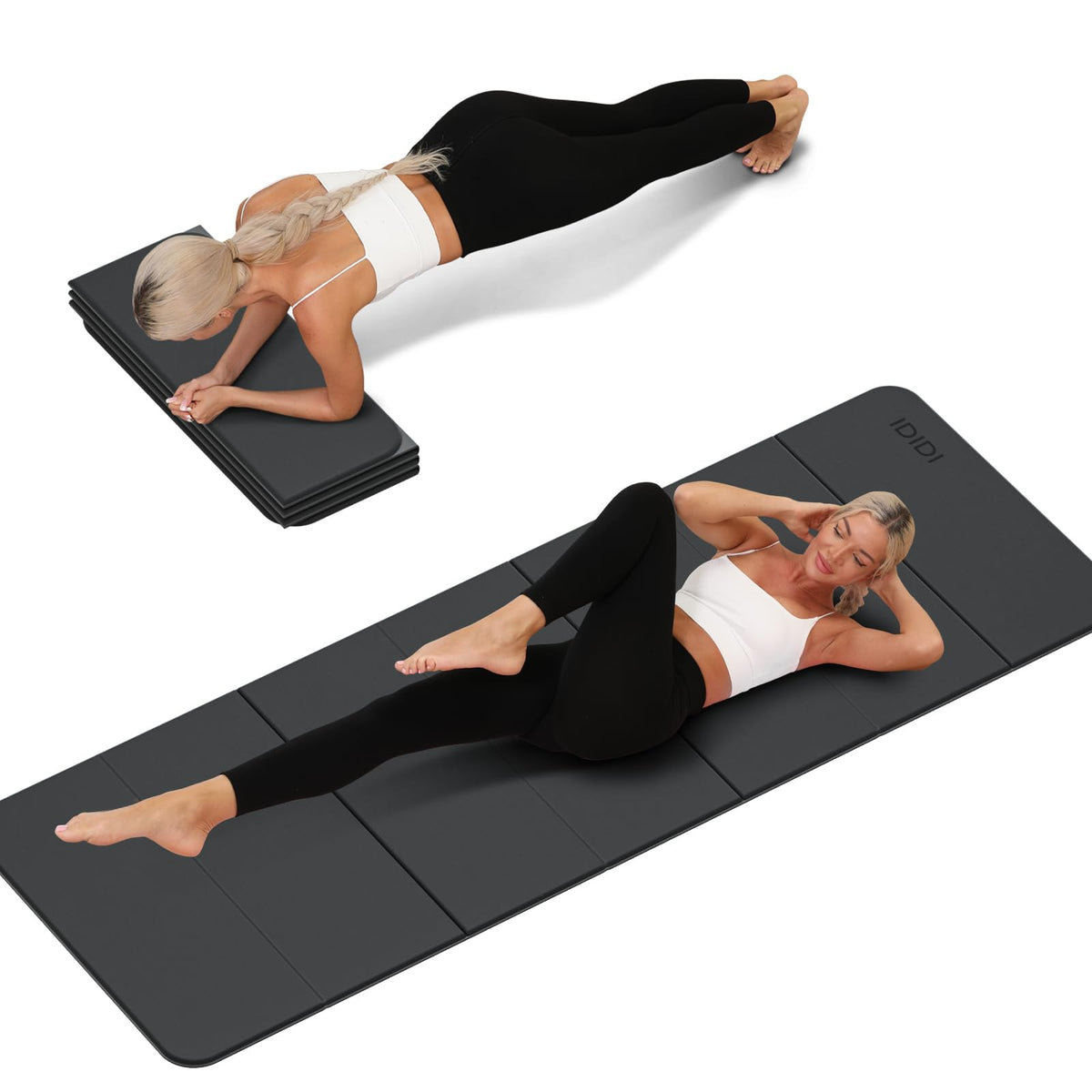 Foldable Yoga Mat Thick 0.32" (Black)