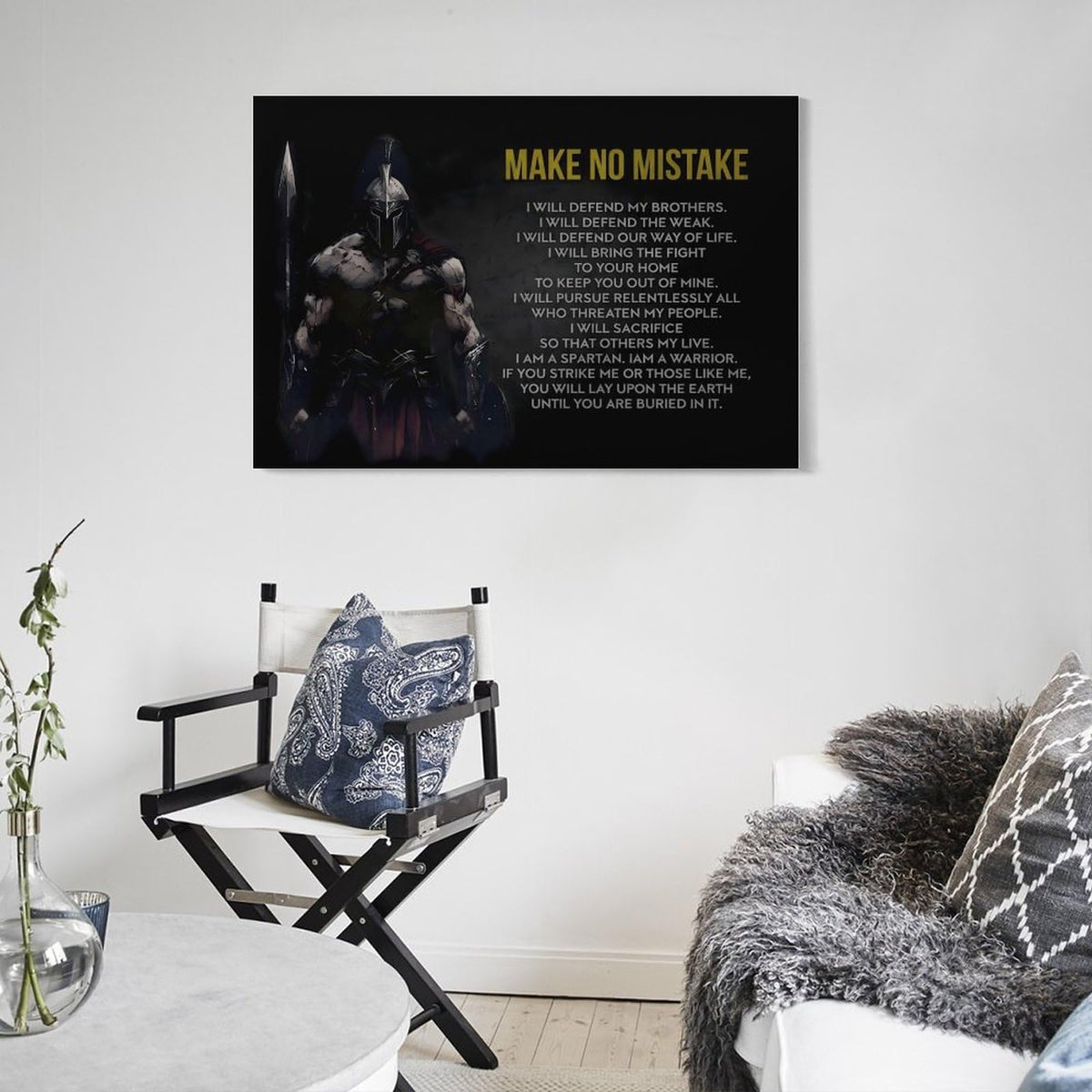 Spartan Warrior Quote Motivational Poster Canvas Printing Wall Art Prints Wall Decor Posters Dark Minimalist Stoic Gym Office Living Room Bedroom Man Cave Decor 12x18inch (style-1 / 18"L x 12"W)