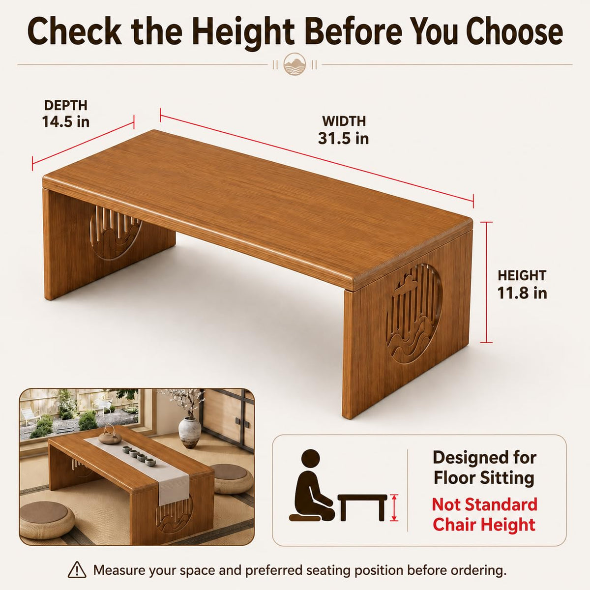 Folding Floor Table (31.5Inch)