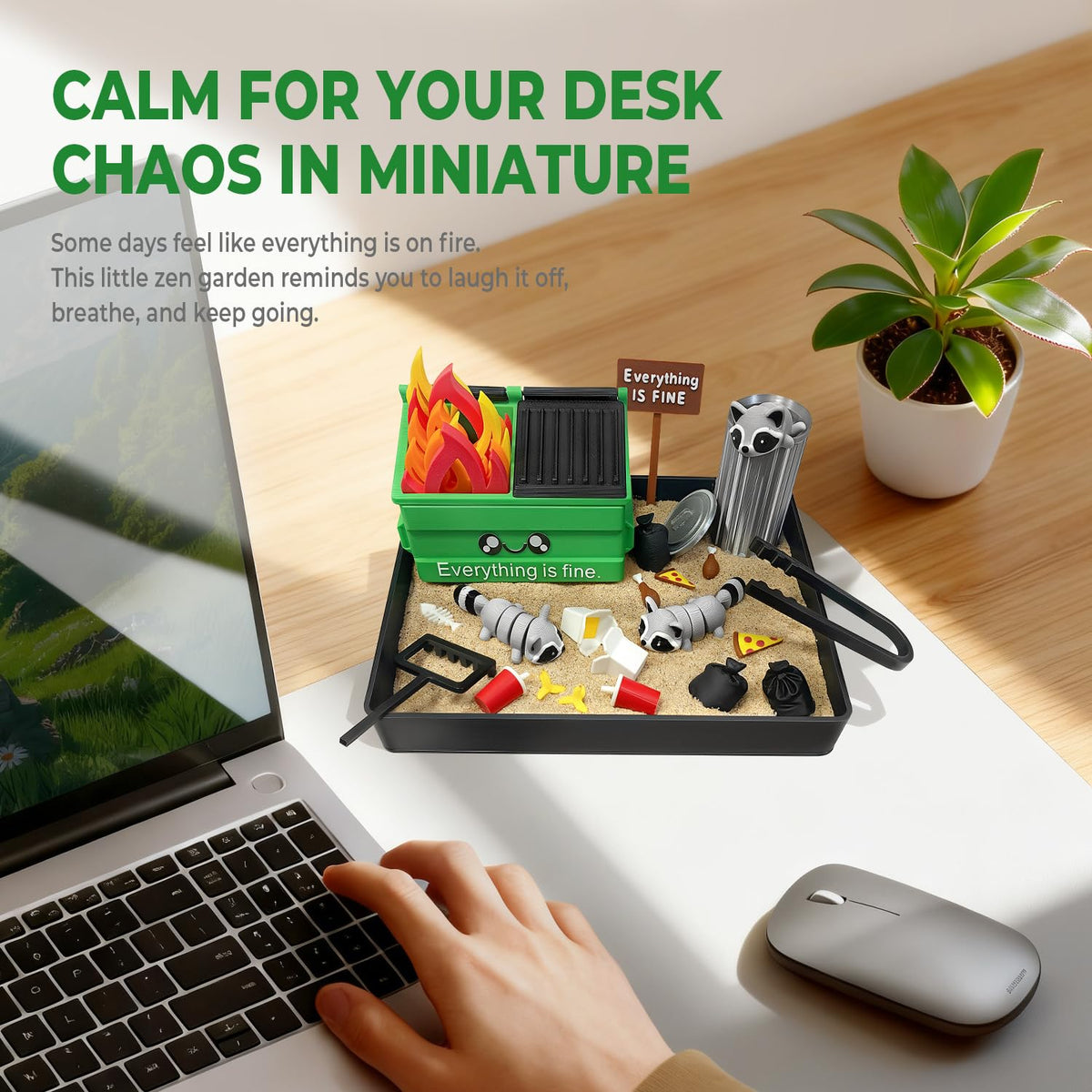 Dumpster Fire Zen Garden for Desk