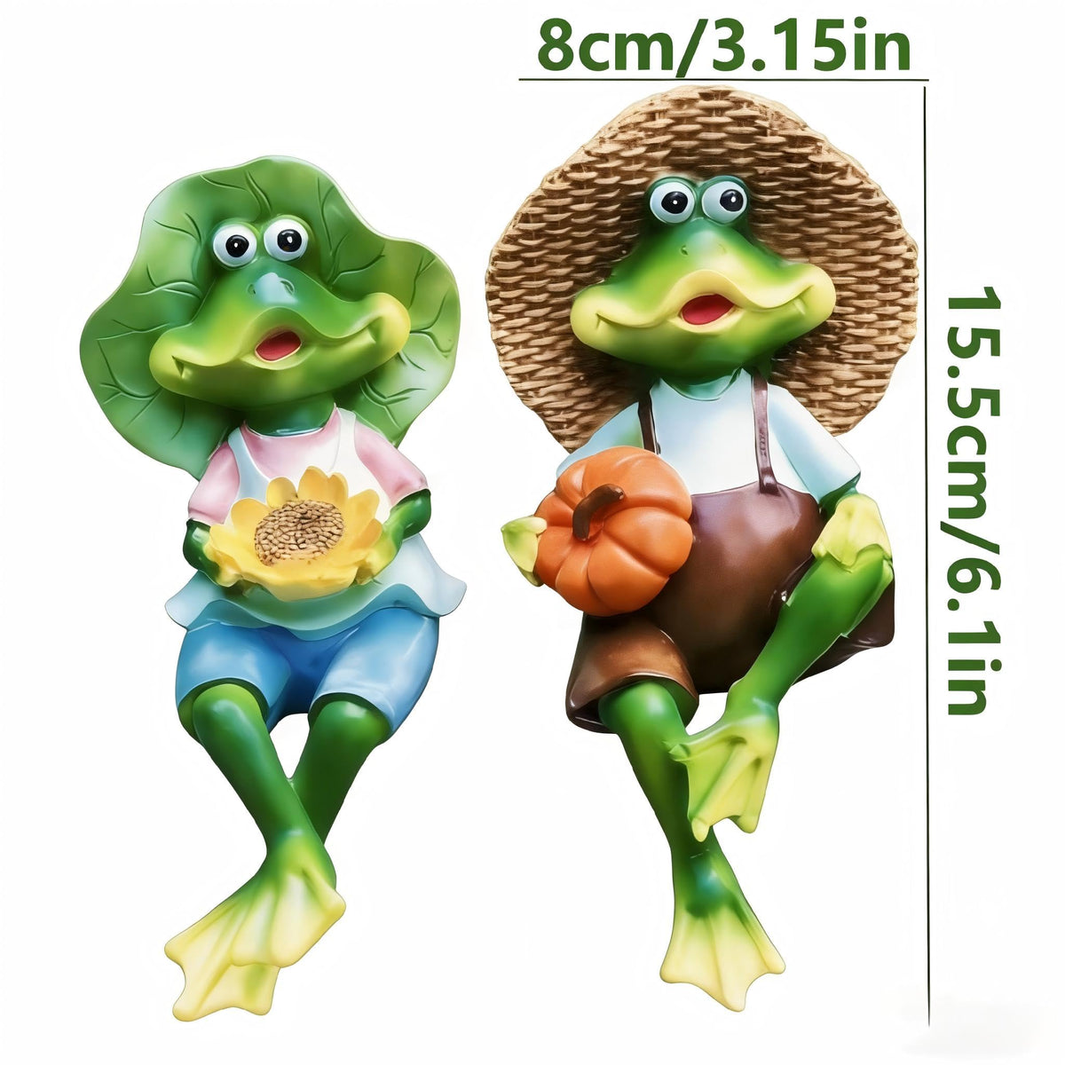 2 Pack Garden Frog Decor for Outside (2Pack Couple Frogs)