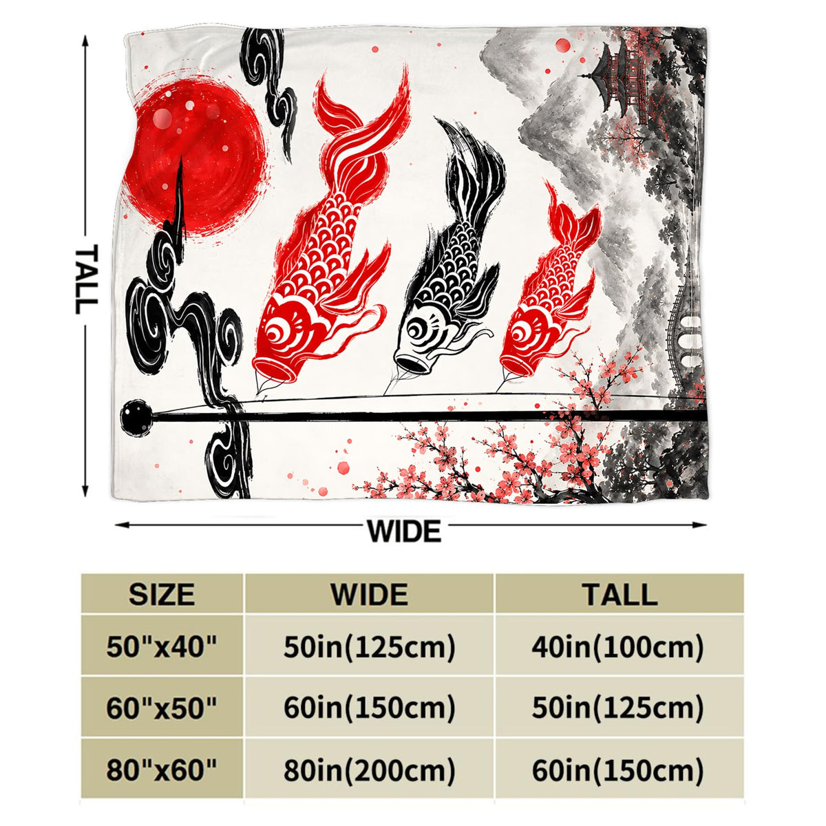 Koi Fish Blanket (60"x80" / Koi Fish)